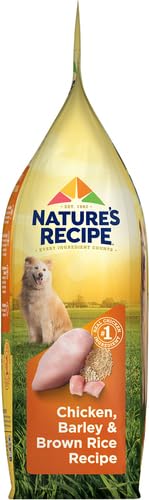 Nature's Recipe Chicken, Barley & Brown Rice Dry Dog Food - 4 lb Bag | High Protein Natural Kibble for Adult Dogs | Perfect for Daily Meals & Training Treats
