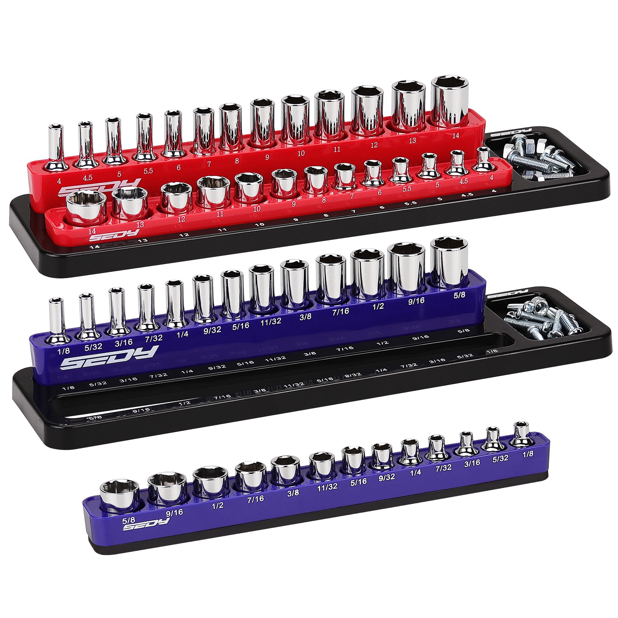 Magnetic Socket Holder Organizer Set - Detachable 1/4