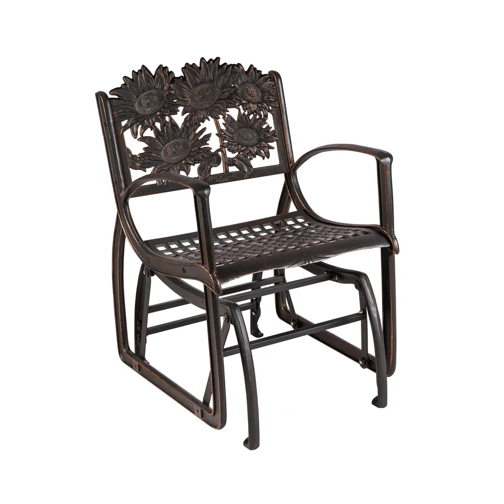 Premium Outdoor Sunflower Glider Chair - Heavy Duty Patio Swing with Weather-Resistant Fabric - Perfect for Garden, Backyard, Deck & Poolside Relaxation