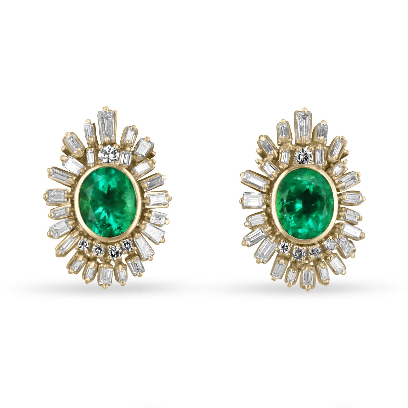 12.20tcw AAA+ Oval Colombian Emerald & Diamond Statement Earrings for Women - Luxury Bridal Jewelry, Anniversary Gift, Evening Party Wear