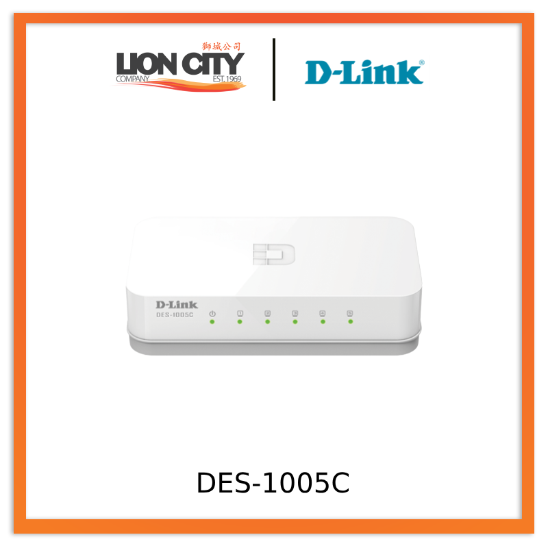 D-Link DES-1005C 5-Port 10/100 Mbps Fast Ethernet Unmanaged Desktop Network Switch - Ideal for Home Office, Small Business & Gaming Setup