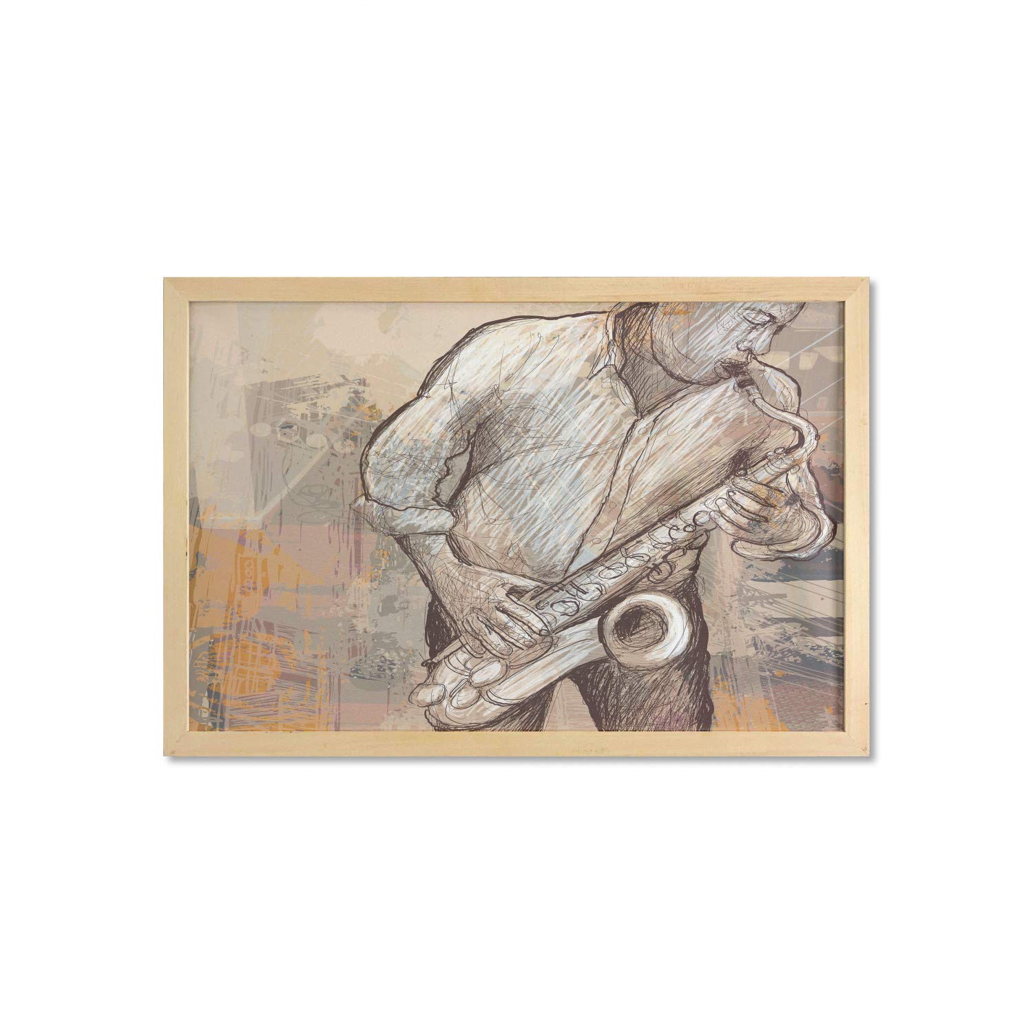 Ambesonne Framed Jazz Saxophone Wall Art - 35