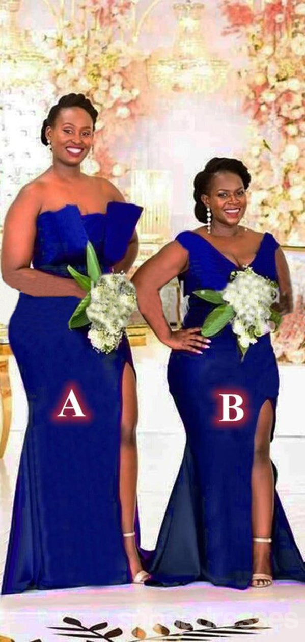 Burgundy Mermaid Bridesmaid Dresses with High Slit - Elegant Long Formal Gowns for Weddings, Prom & Special Occasions - WG1117
