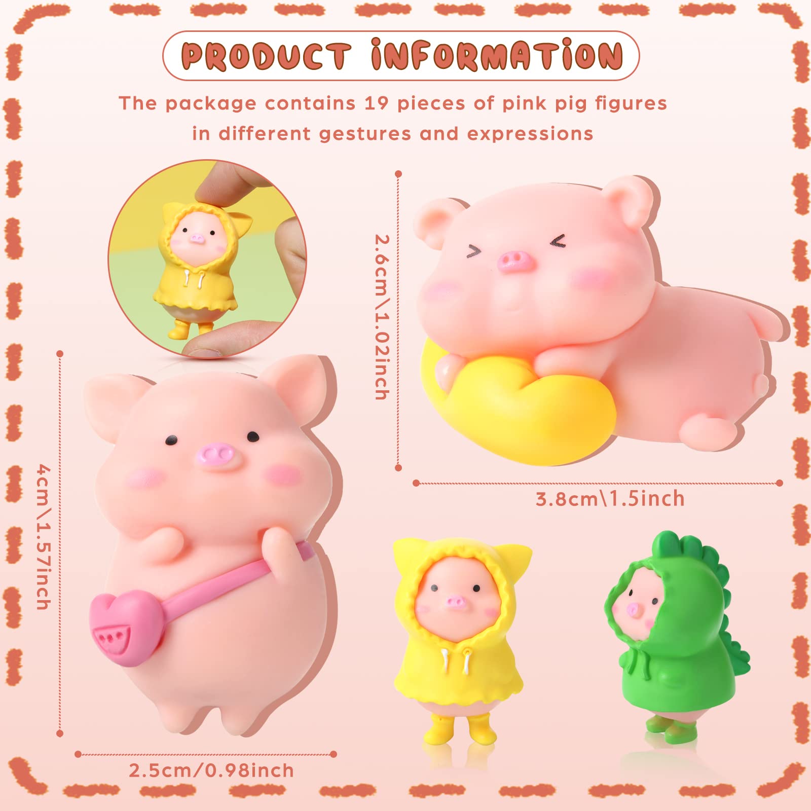 19 Pcs Mini Pig Figurines - Cute Animal Toy Set for Cake Toppers, Home Desk Decor, Birthday Party Supplies | Perfect for Farm Theme Parties, Baby Showers & DIY Crafts