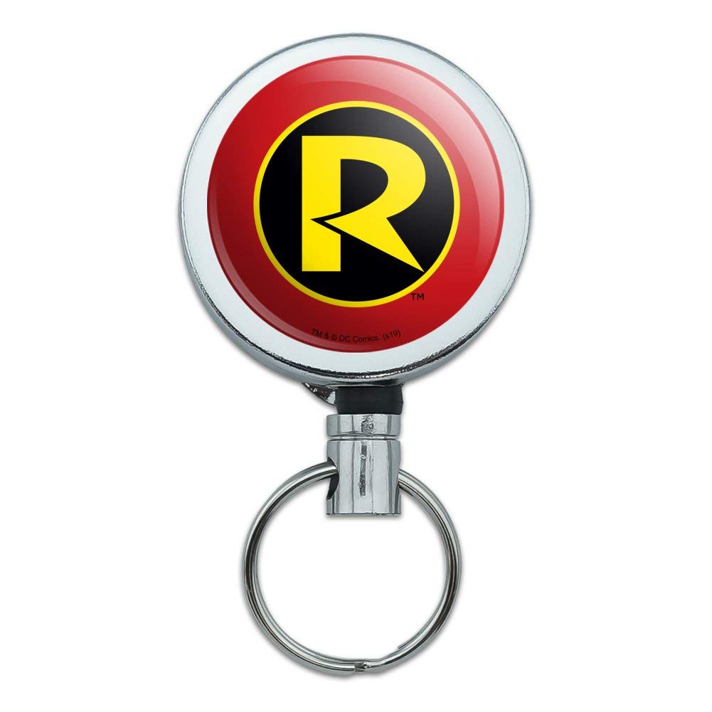 Batman & Robin Logo Heavy Duty Metal Retractable ID Badge Holder - Key Card Tag Reel with Belt Clip - Perfect for Security Guards, Office Workers & Comic Fans