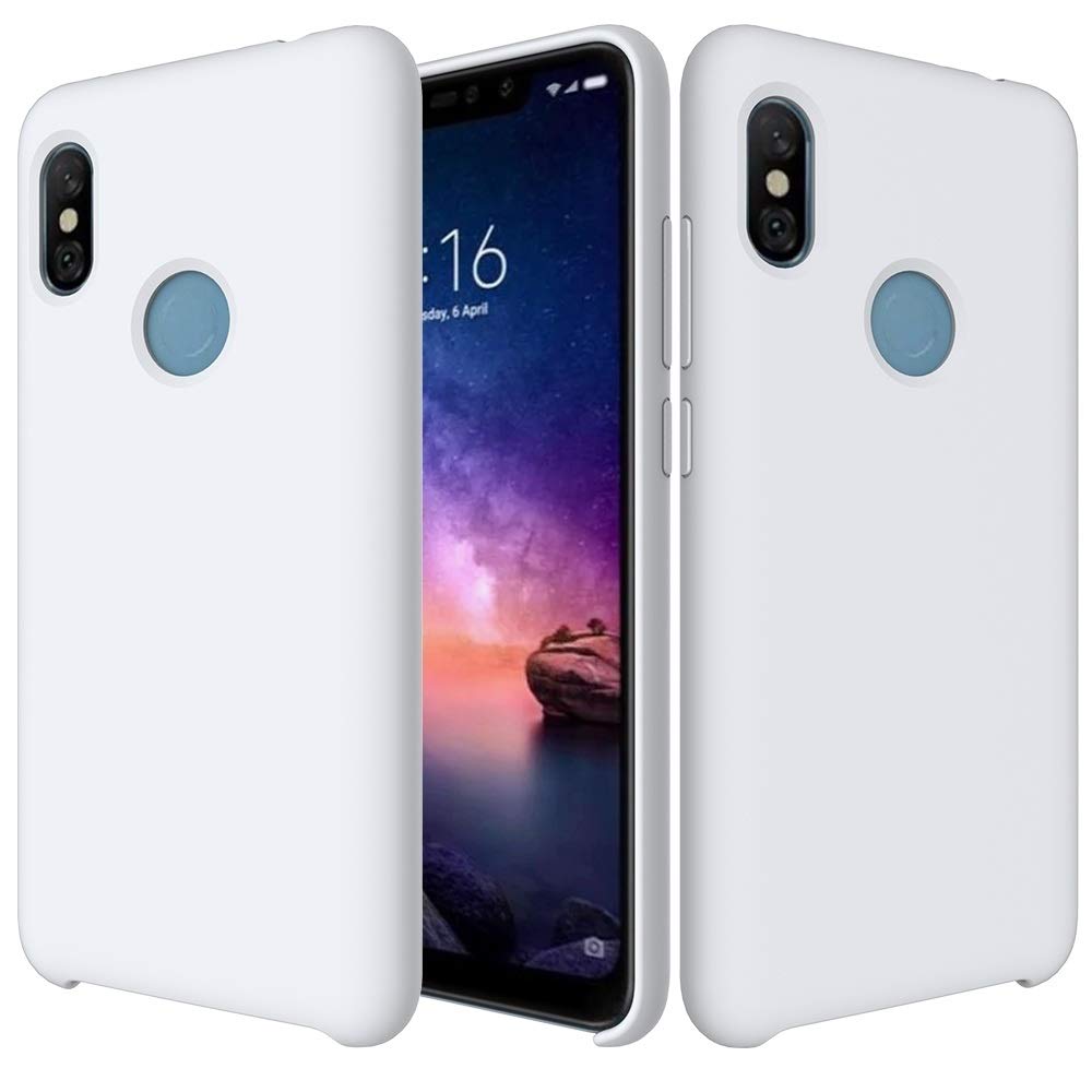 HAIJUN Shockproof Liquid Silicone Phone Case for Xiaomi Redmi Note 6 Pro - Slim Fit, Anti-Scratch, Drop Protection (Black/White) - Perfect for Daily Use, Travel & Outdoor Activities