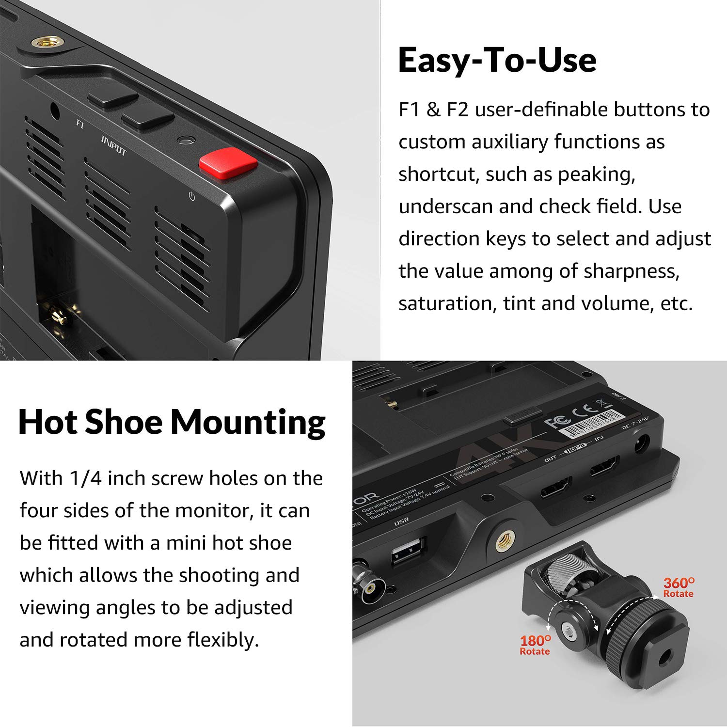 LILLIPUT H7S 7 Inch 4K On-Camera Monitor - Full HD 1800nit Sunlight Viewable with 4K HDMI & 3G-SDI Input/Output, HDR & 3D-LUT Support - Perfect for DSLR Photography, Videography, and Film Production on Location