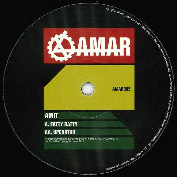 AMIT - Fatty Batty / Operator 10 Vinyl Record (AMAR005) | AMAR Records | Electronic Music for DJs & Collectors
