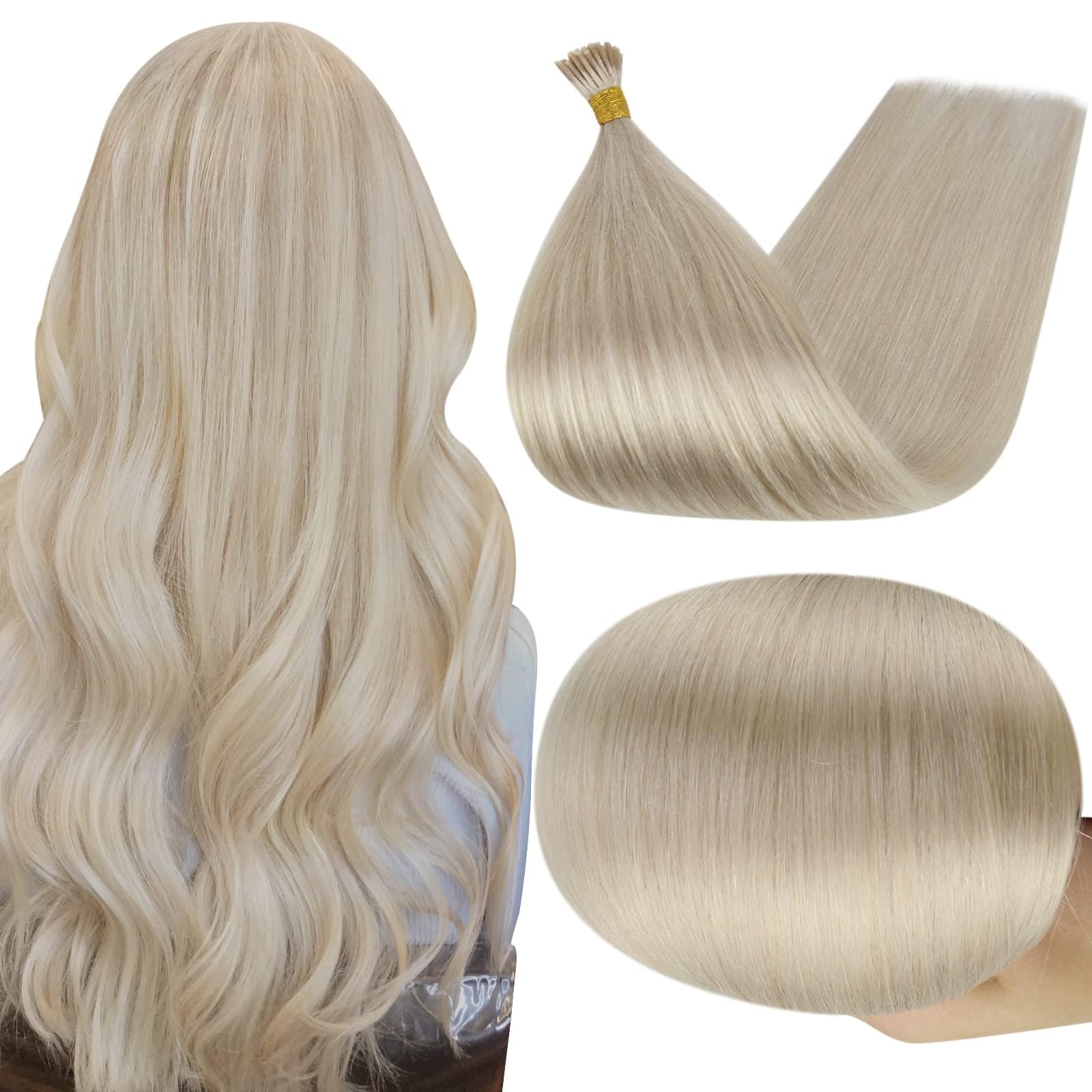 Full Shine Blonde I-Tip Hair Extensions 22 Inch 40g & Blonde Tape-In Hair Extensions 50g - 100% Human Hair for Volume & Length - Perfect for Daily Styling, Parties & Special Occasions