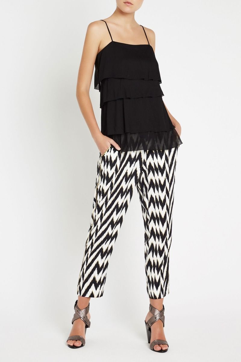 Broken Chevron Print High-Waisted Pants for Women - Trendy Casual & Office Wear - Perfect for Work, Travel & Everyday Outfits