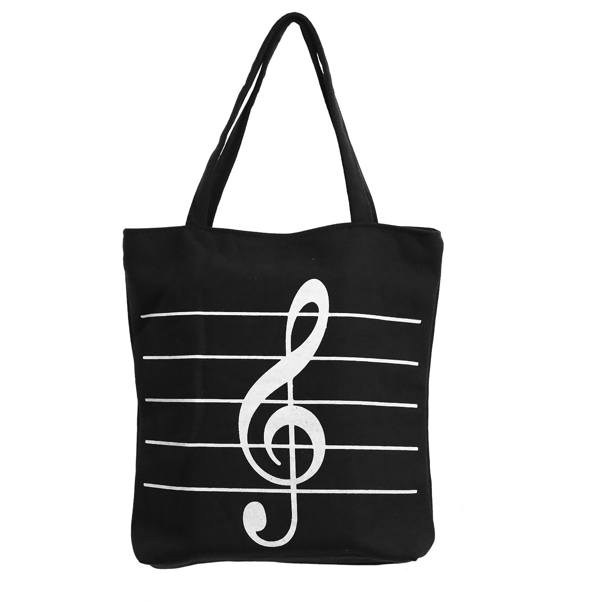 Stylish Music Notes Printed Canvas Tote Bag - Reusable Eco-Friendly Grocery & Shopping Shoulder Bag for Women & Girls (Black) - Perfect Gift for Musicians, Students & Fashion Lovers