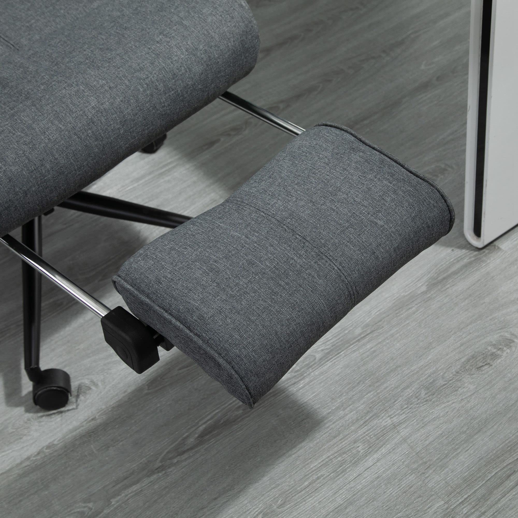 Vinsetto High Back Executive Office Chair with Footrest - Adjustable Reclining Computer Desk Chair, Ergonomic Fabric Chair with Headrest & Lumbar Support (Gray) - Perfect for Home Office, Gaming, and Workspace Comfort