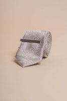 Cavani Light Grey Paisley Tie Set for Men - Stylish Silk Necktie & Pocket Square Set - Perfect for Weddings, Business Meetings & Formal Events