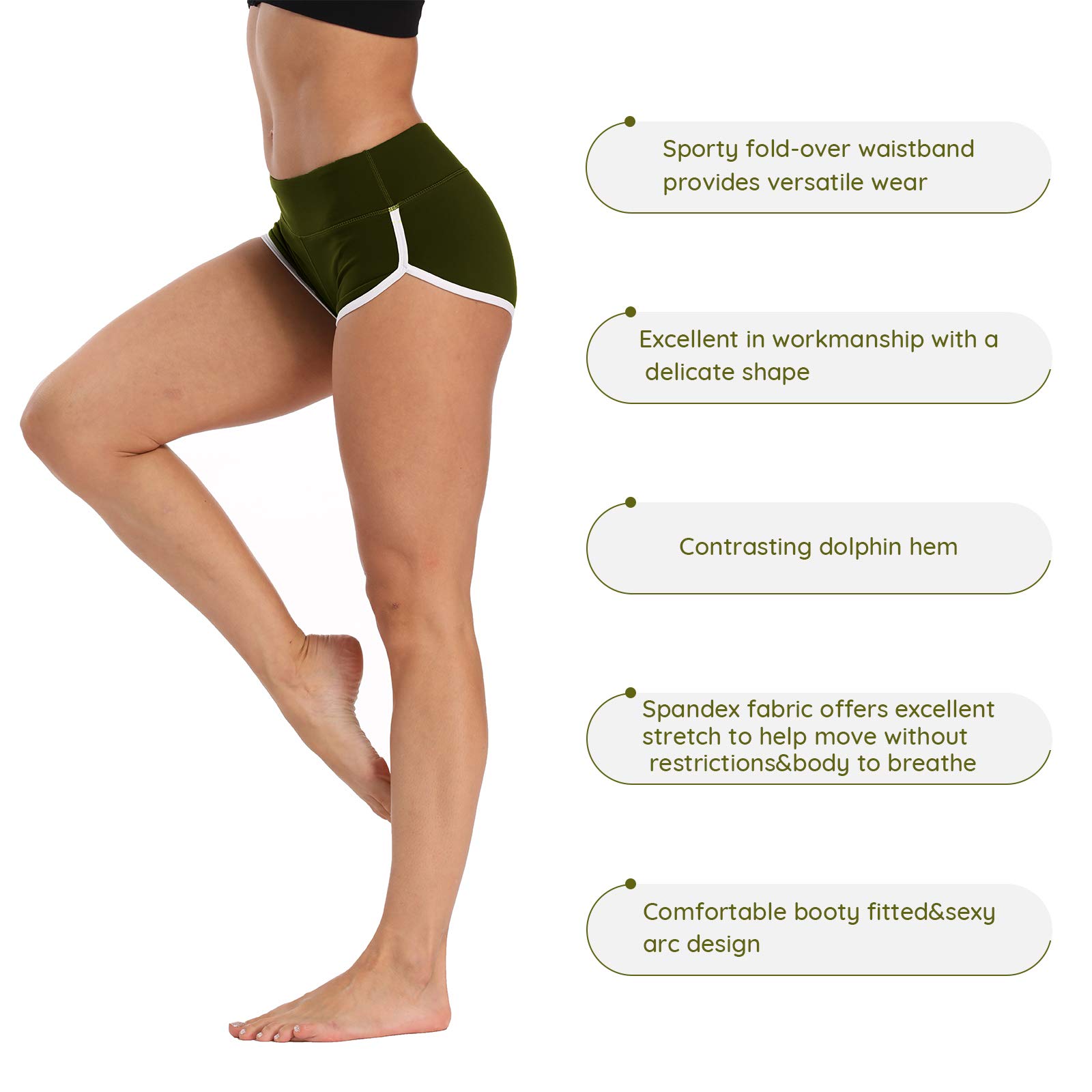 Women's High Waisted Workout Shorts - Yoga Running Gym Fitness Shorts for Women - Breathable & Stretchy Activewear for Training, Jogging & Lounge Wear