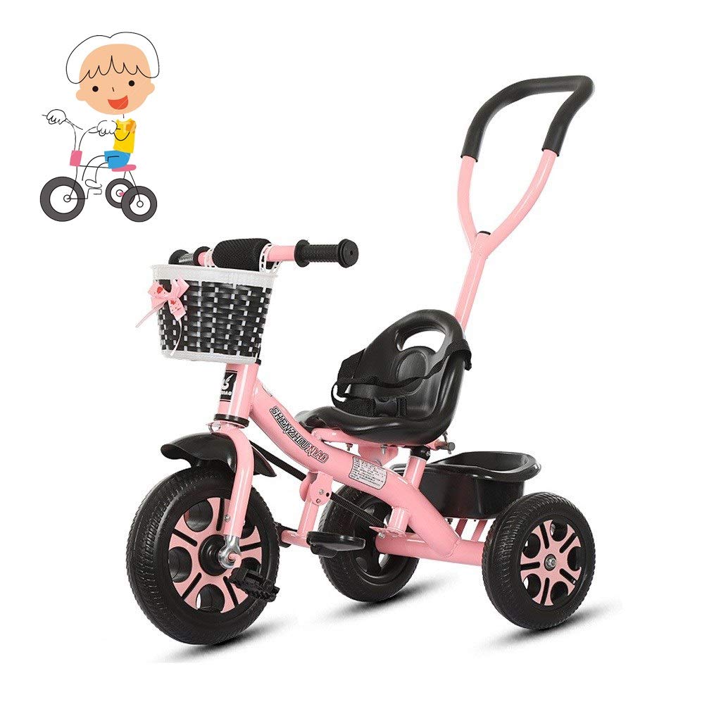**Pink 3-Wheel Baby Scooter Balance Bike for Kids 1-6 Years Old - Easy Assembly Toddler Tricycle with Inflatable Wheels, Boys & Girls Ride-On Toy for Indoor & Outdoor Play**