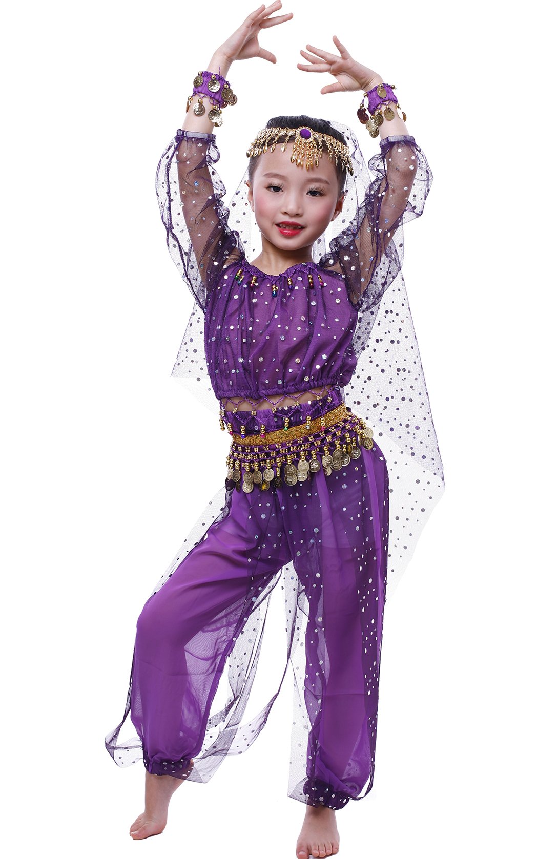 Astage Women's Belly Dance Costume Set - Long Sleeve Embellished Top & Flowy Pants for Professional Performances & Practice | Perfect for Stage Shows, Dance Classes & Cultural Events