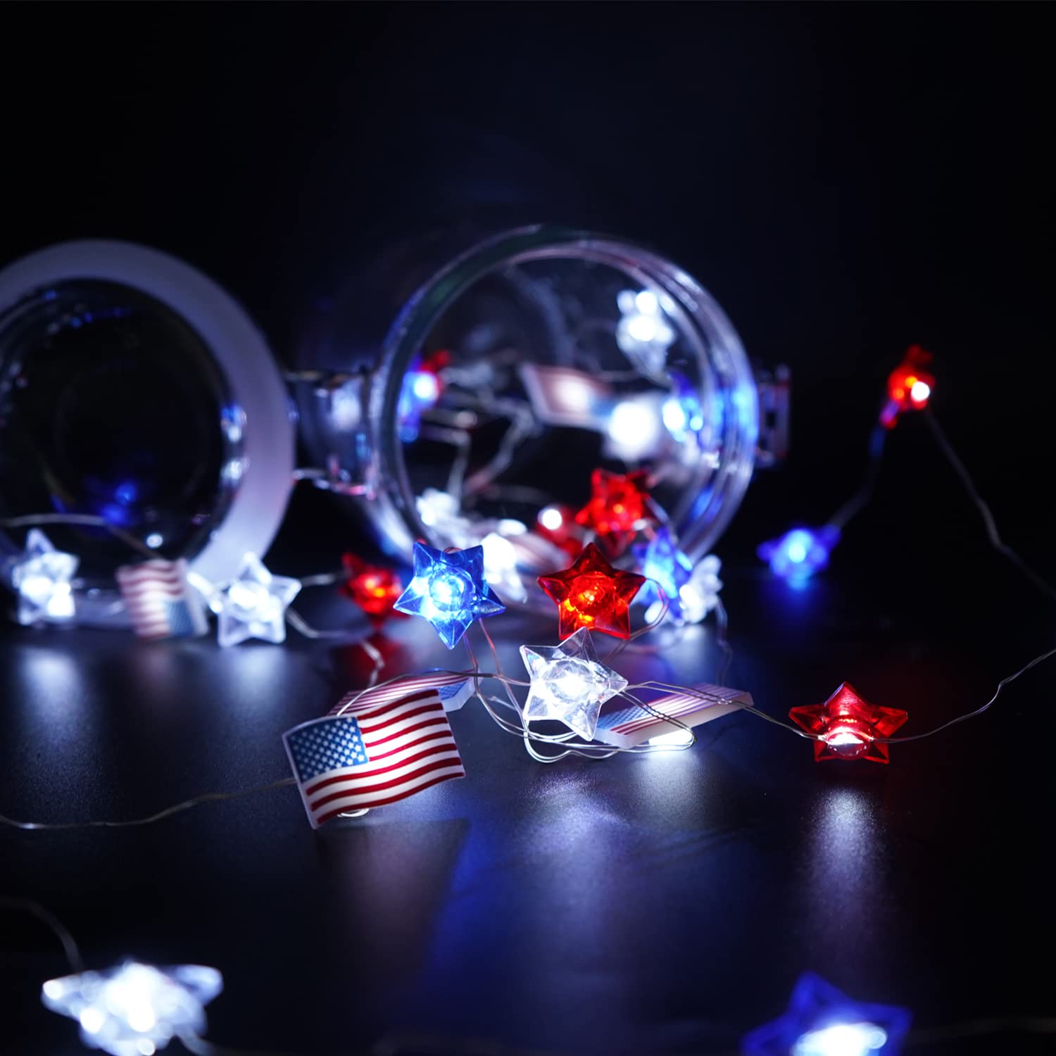 13FT 40LED Battery Operated Patriotic Lights with Remote & Timer - USA Flag Fairy String Lights for 4th of July Decorations, Independence Day, Memorial Day - Perfect for Indoor Home, Party, Backyard, and Holiday Celebrations