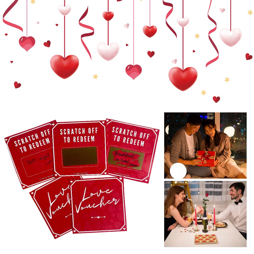 5Pcs Romantic Birthday Scratch Off Cards - Motivational Love Coupons for Boyfriend & Girlfriend - Perfect for Anniversaries, Valentine's Day & Special Occasions