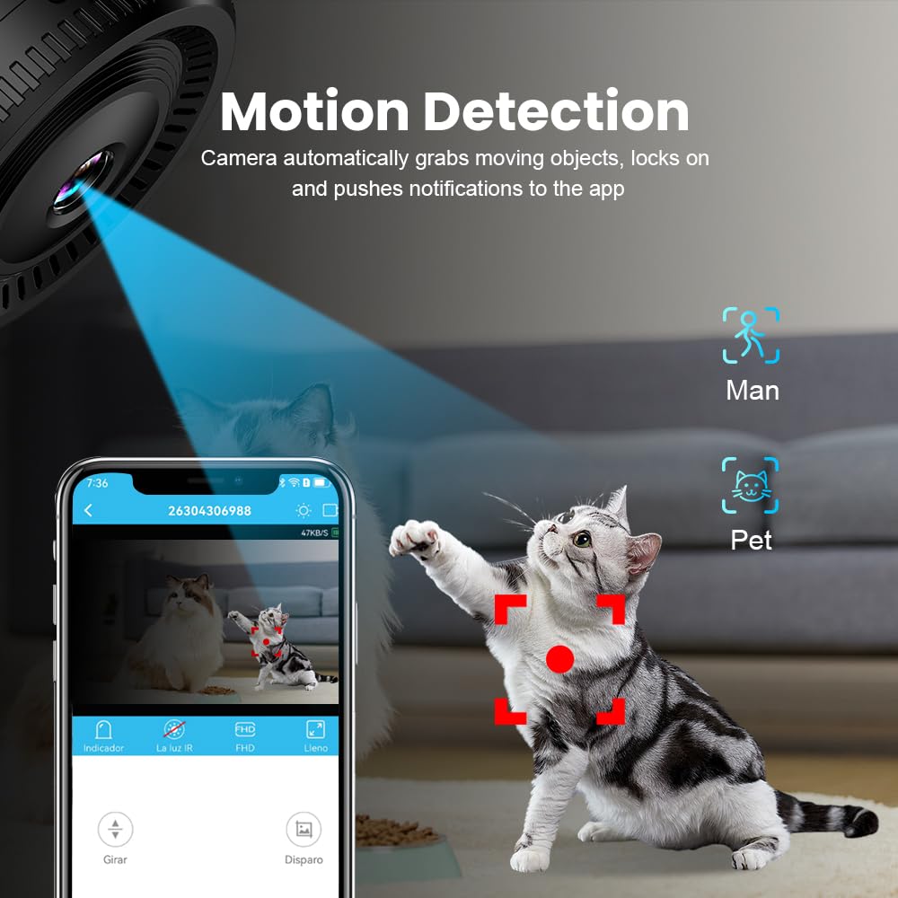 Best Mini Hidden Camera - Indoor WiFi Wireless Nanny Cam with Night Vision | Full HD Circular Surveillance Camera for Home Security, Pet Monitoring & Baby Care | Live Video Recording for Nursery, Office & Elderly Care