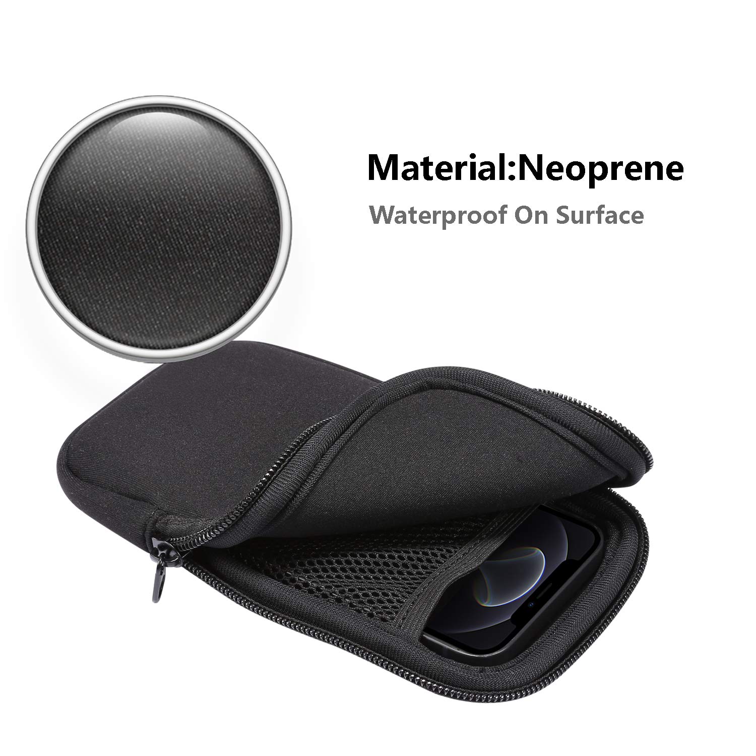 ZORSOME Neoprene Phone Pouch for iPhone 12 Mini/SE 2020/11 Pro - Waterproof Zipper Case with Lanyard for Travel & Gym