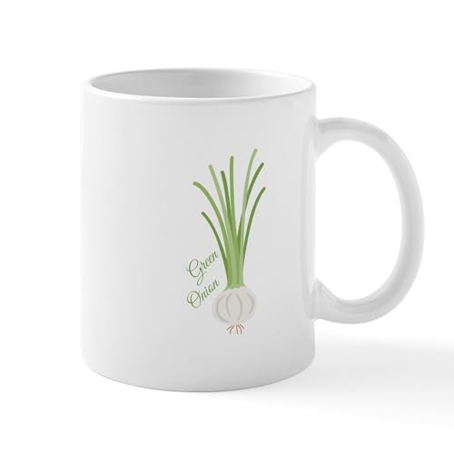 White - Green Onions Mugs