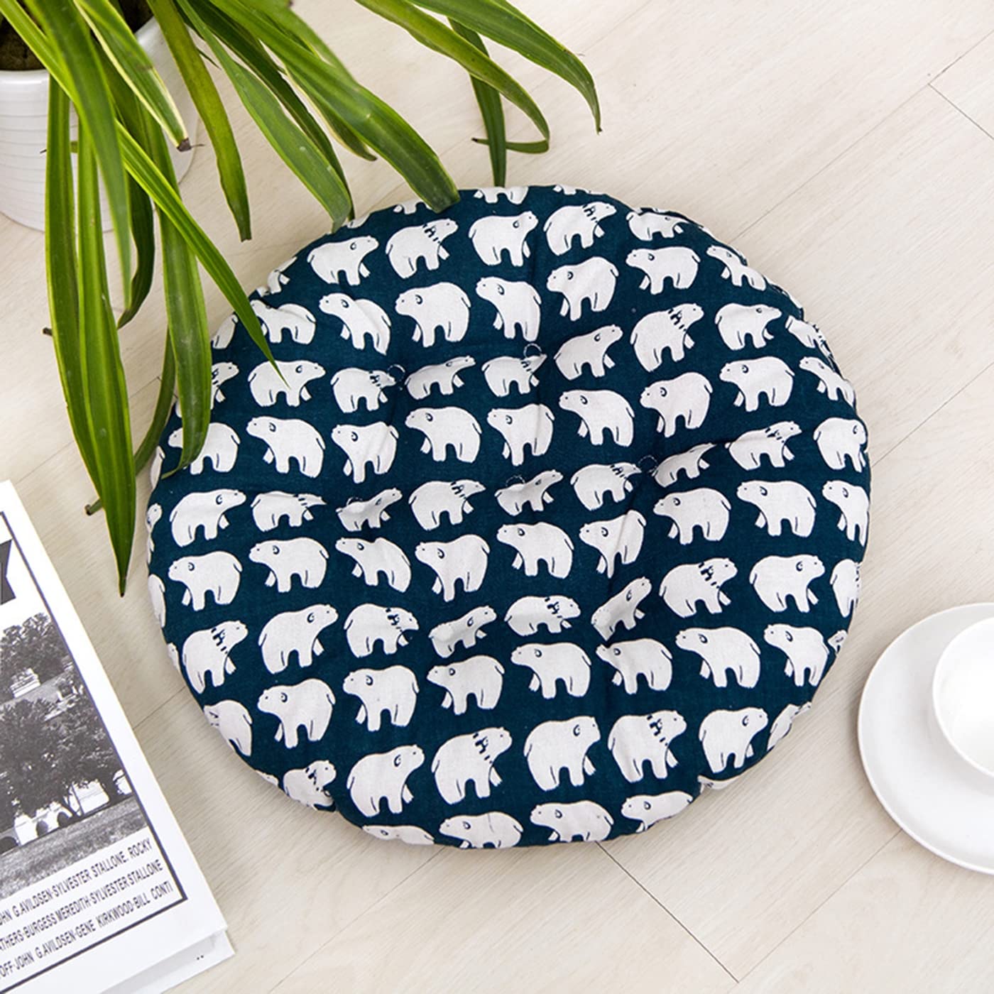 **Braided Rustic Round Seat Cushion - 20 Inch Blue Dining Chair Pad for Sofa, Bay Window, Garden, Kitchen & Office - Comfortable Tatami Mat for Home Decor**    *(Use Scenarios: Perfect for dining chairs, sofas, bay windows, garden seating, kitchen stools, or office chairs to add comfort and rustic charm to your space.)*
