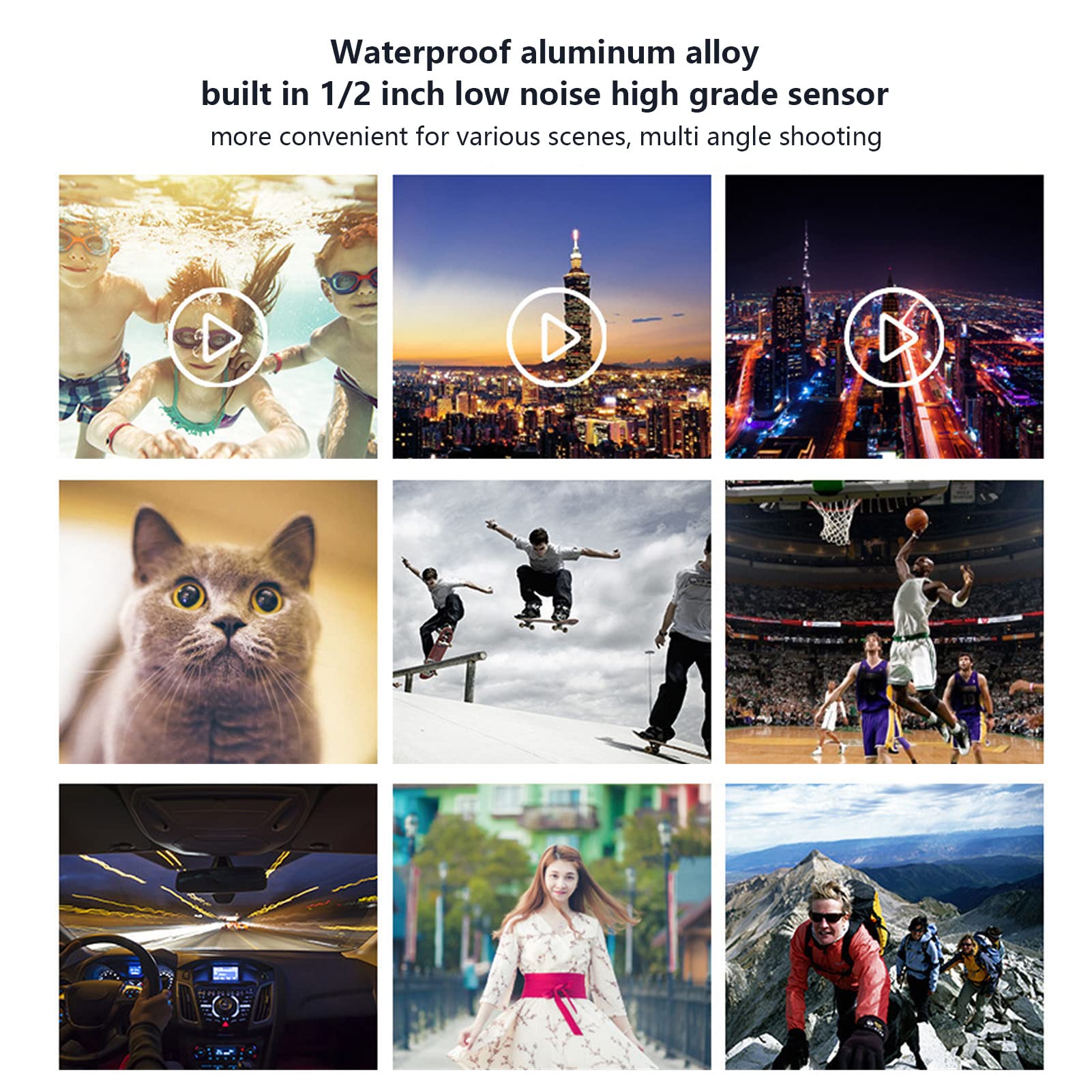 **Plyisty Motorcycle Helmet Camera - HD 1080P Waterproof Action Camera with 120° Wide Angle & 360° Bracket - Ideal for Motorbike, Bike, and Extreme Sports Recording**