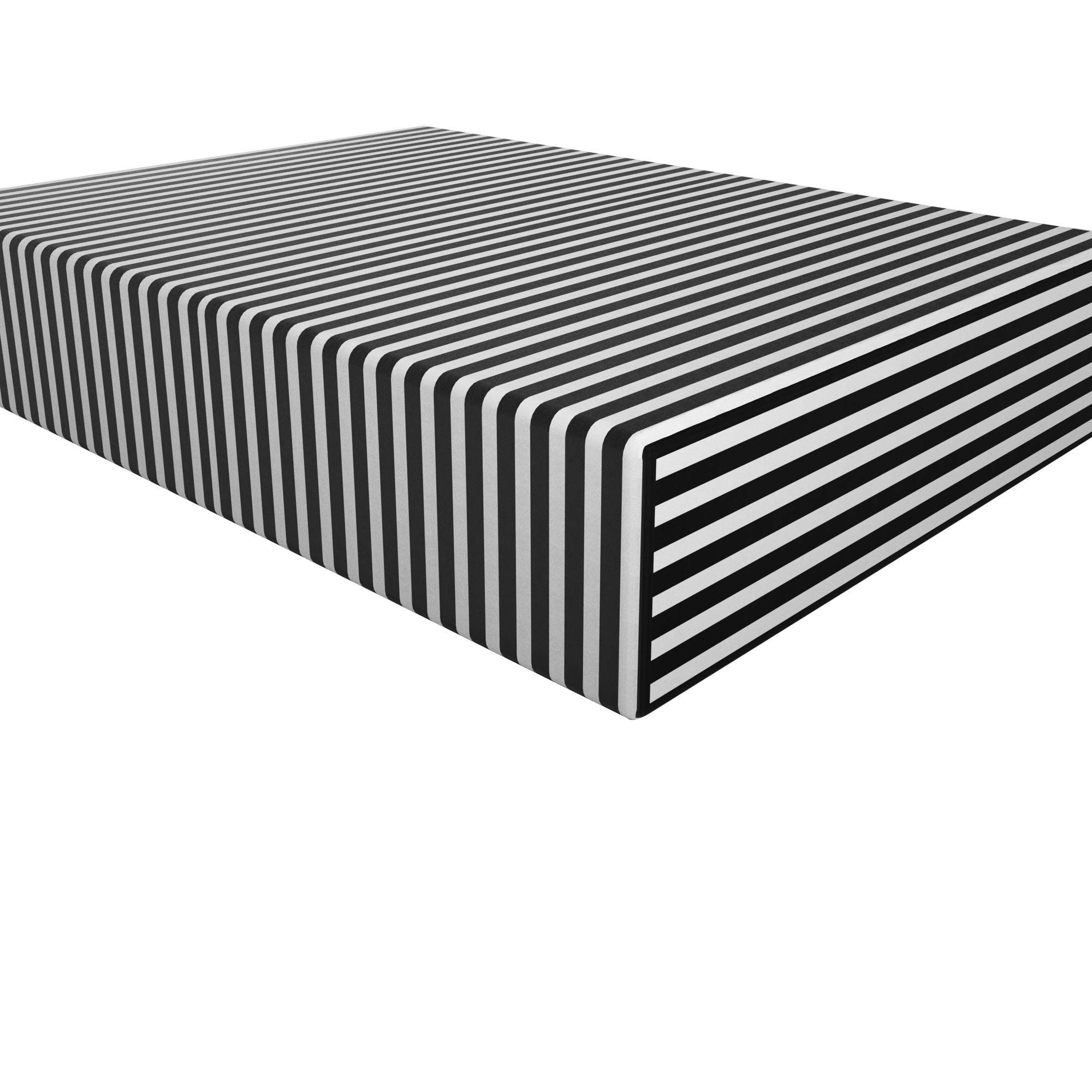 NTBAY Queen Fitted Sheet - Soft Brushed Microfiber Deep Pocket Striped Bed Sheet | Wrinkle, Fade & Stain Resistant | Hotel Quality Black & White Fitted Sheet for Comfortable Sleep & Luxury Bedroom Decor