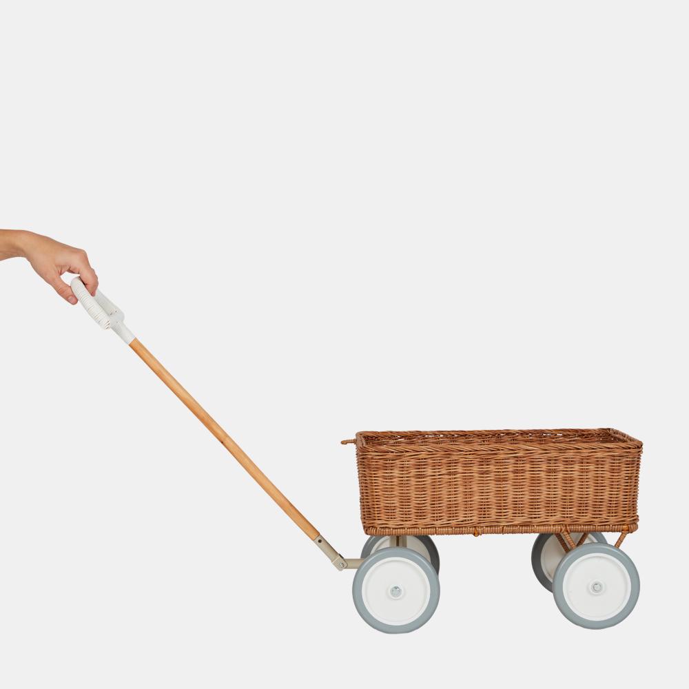 Natural Rattan Wonder Wagon - Lightweight Foldable Beach Cart for Sand, Picnics & Outdoor Adventures | Perfect for Beach Trips, Camping & Grocery Shopping