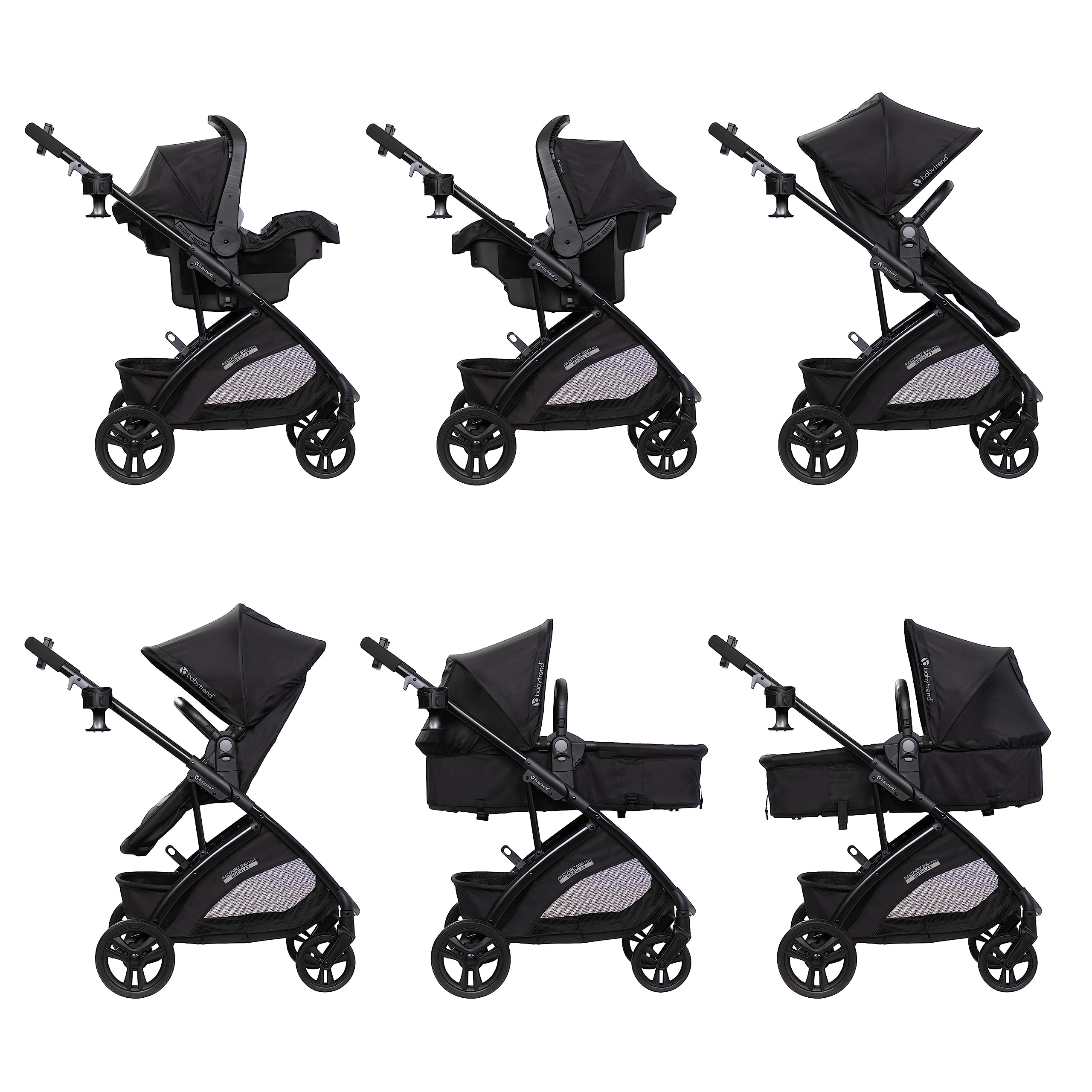 Baby Trend Passport® Switch 6-in-1 Modular Stroller Travel System with EZ-Lift™ PLUS Infant Car Seat, Dash Black - Convertible Stroller for Newborns to Toddlers - Perfect for Travel, Shopping & Daily Walks