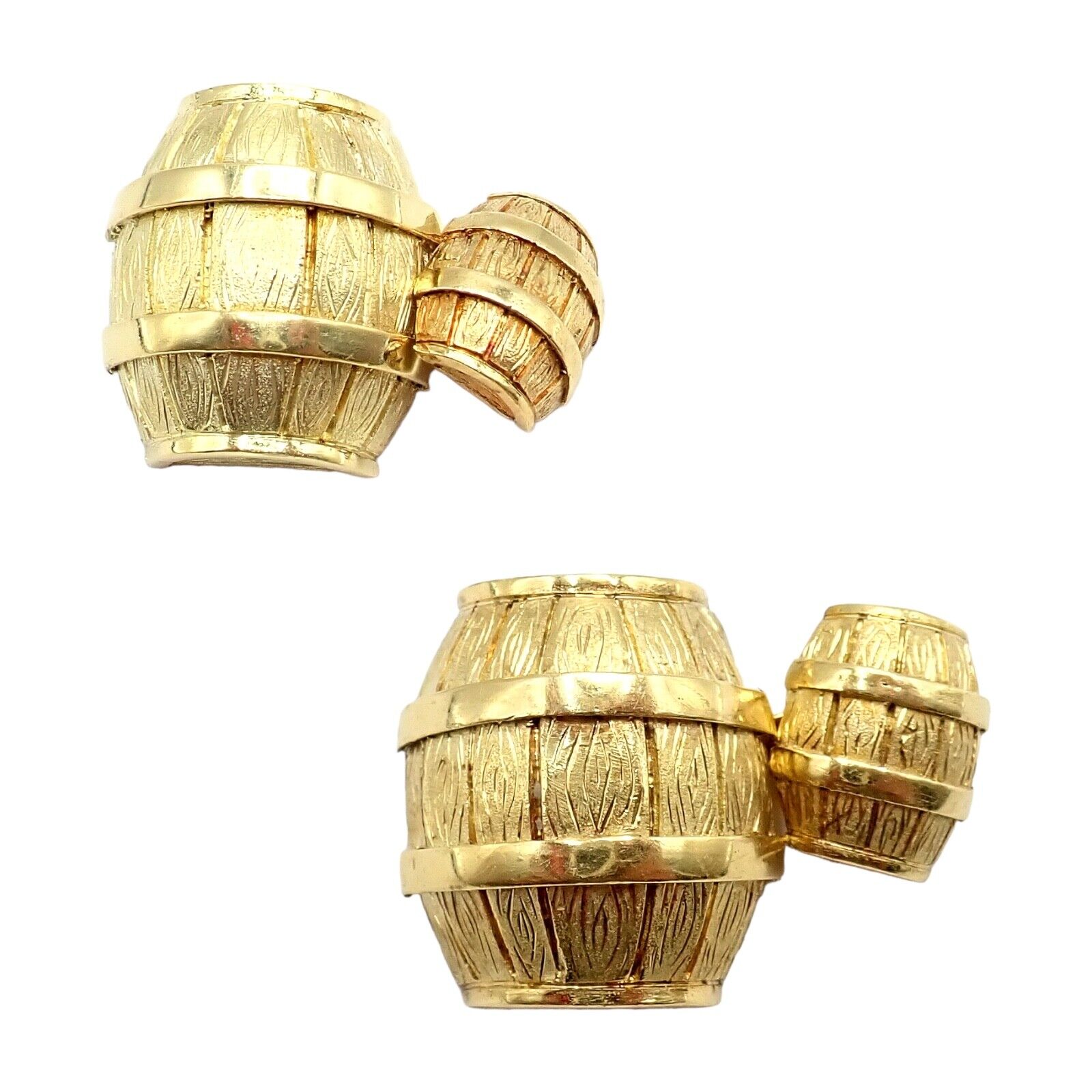 Vintage Cartier 18k Yellow Gold Barrel Cufflinks - Authentic 1970s Luxury Men's Jewelry for Formal Wear & Special Occasions