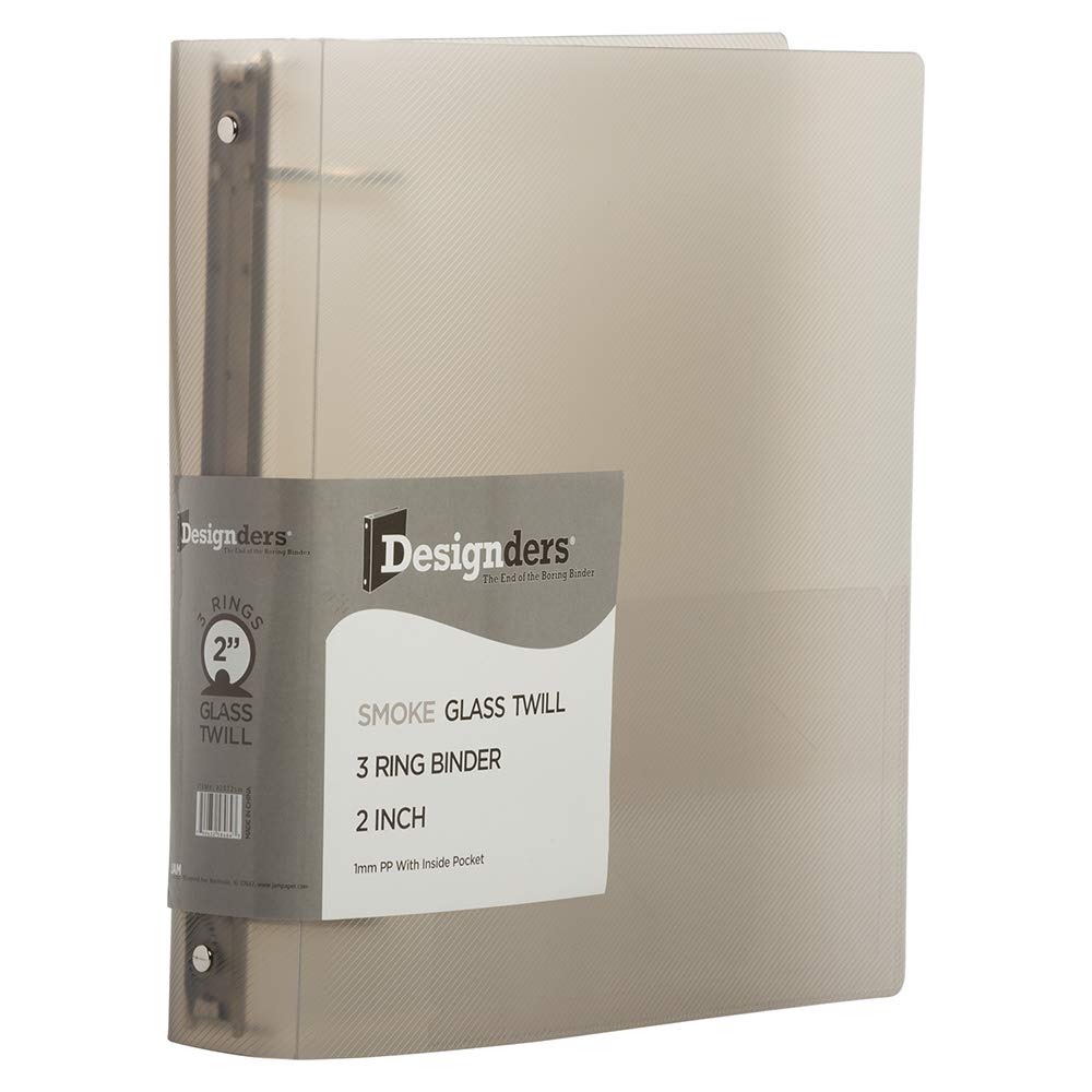 JAM PAPER Plastic 2 Inch Binder - Smoke Grey 3 Ring Binder - Bulk 12 Pack - Perfect for School, Office & Home Organization