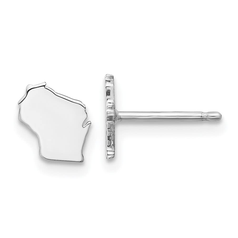 925 Sterling Silver Wisconsin Small State Earrings - Dainty WI State Outline Jewelry for Women, Perfect for Gifts, Travel & Everyday Wear