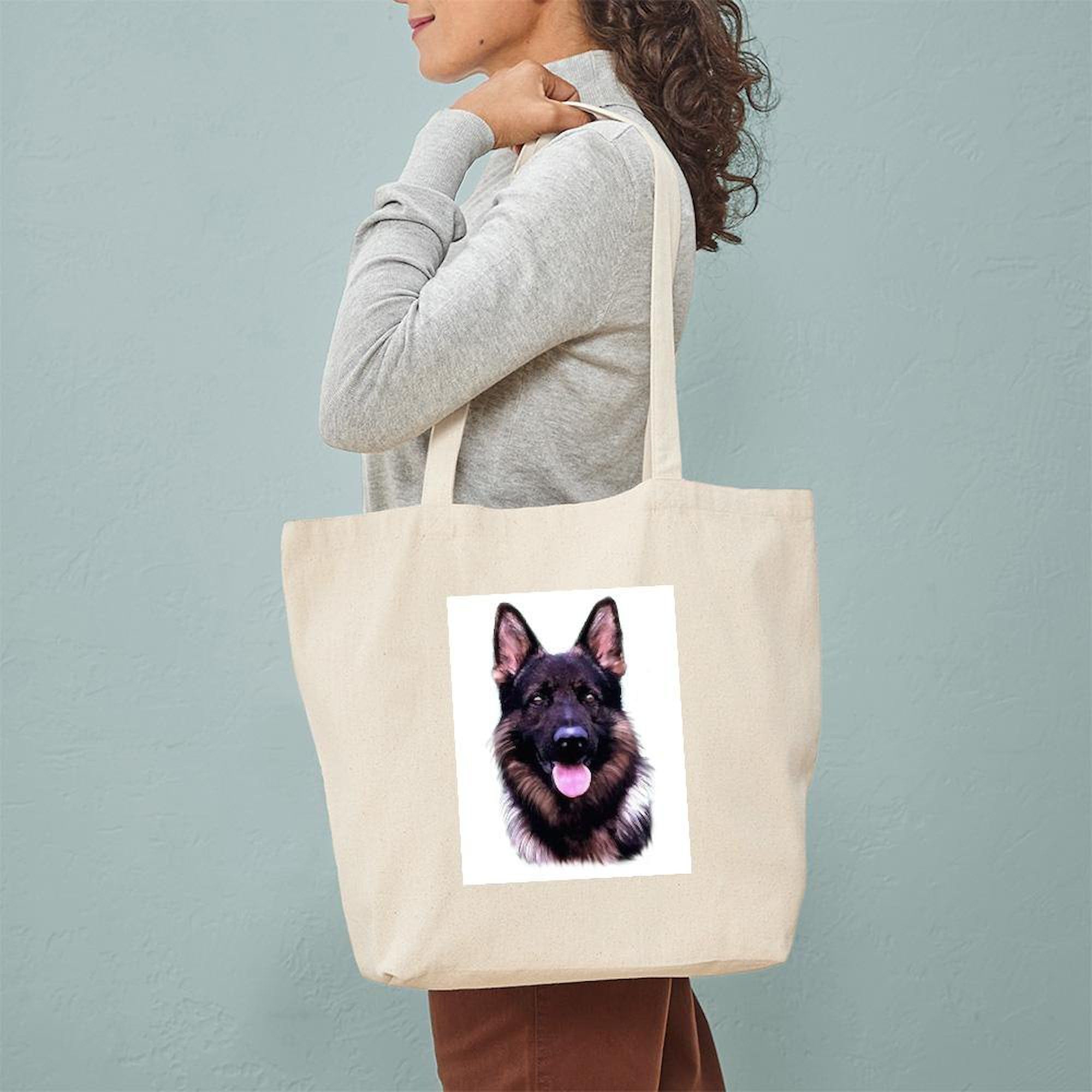 German Shepherd Tote Bag - Natural Canvas Reusable Shopping Bag for Groceries, Beach & Everyday Use | Eco-Friendly Cotton Tote with Dog Lover Design