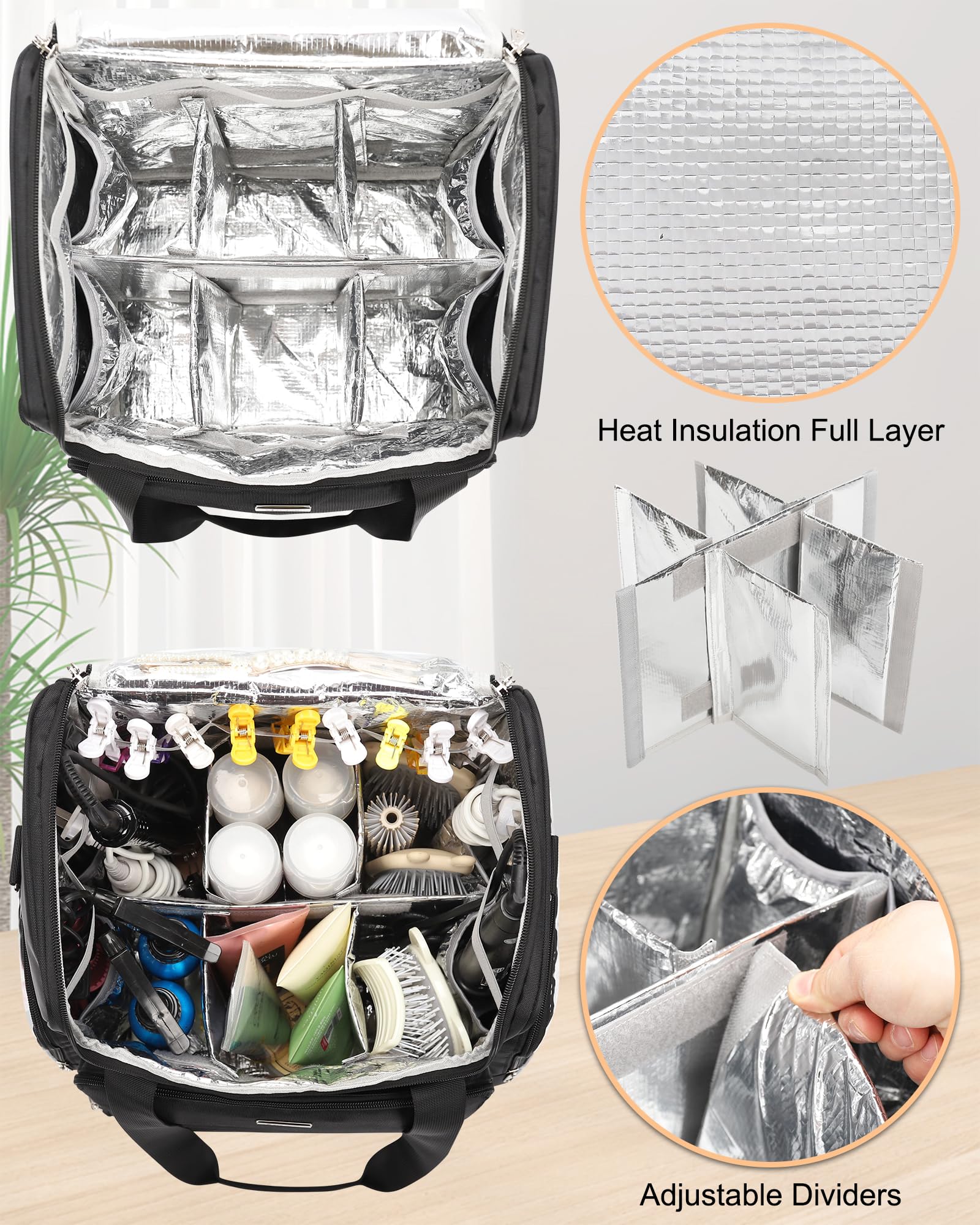 Relavel Professional Hair Stylist Travel Bag - Waterproof Cosmetology Organizer Case with Adjustable Dividers & Shoulder Strap - Perfect for Hairstylists, Barbers & Salon Professionals On-The-Go (Ideal for Travel, Mobile Services & Salon Storage)