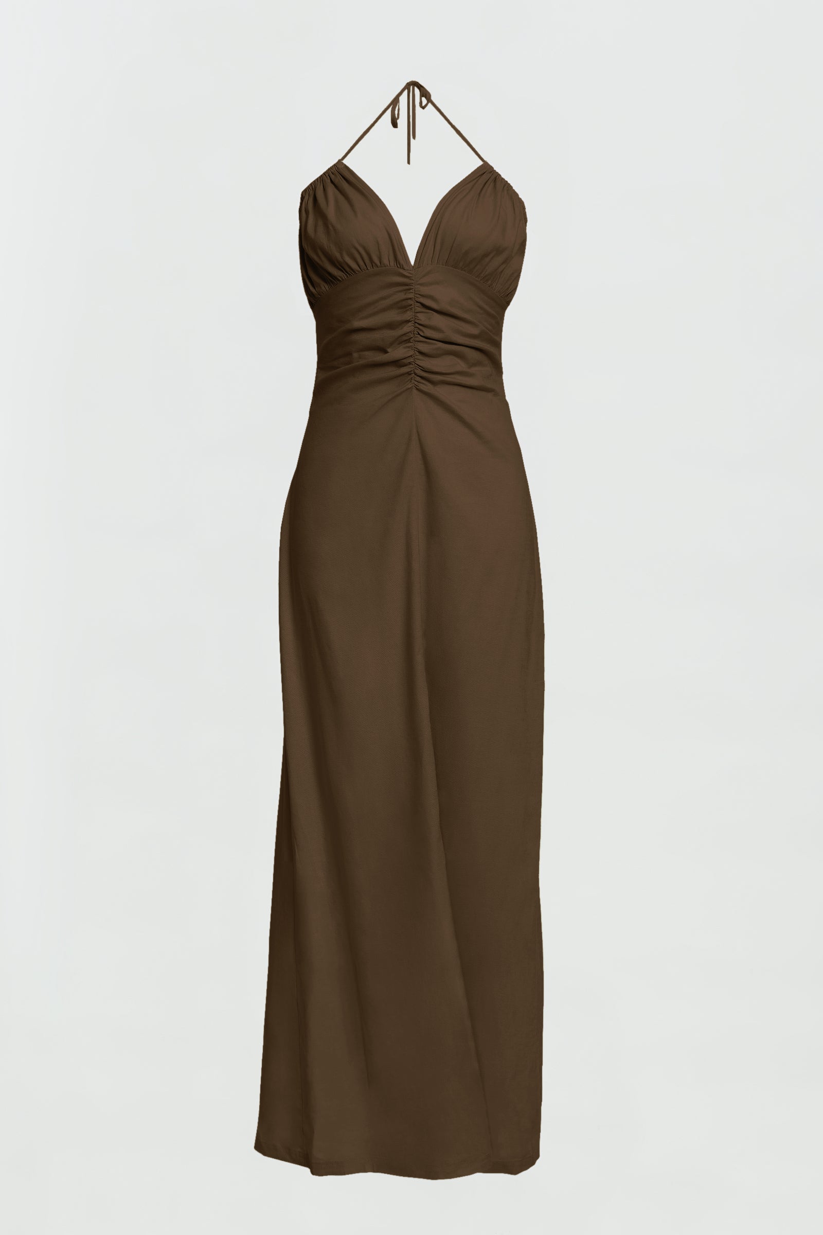 Dani Linen Halter Dress in Chocolate - Summer Beach Cover Up, Boho Chic Outfit for Women, Casual Sundress for Vacations & Outdoor Parties