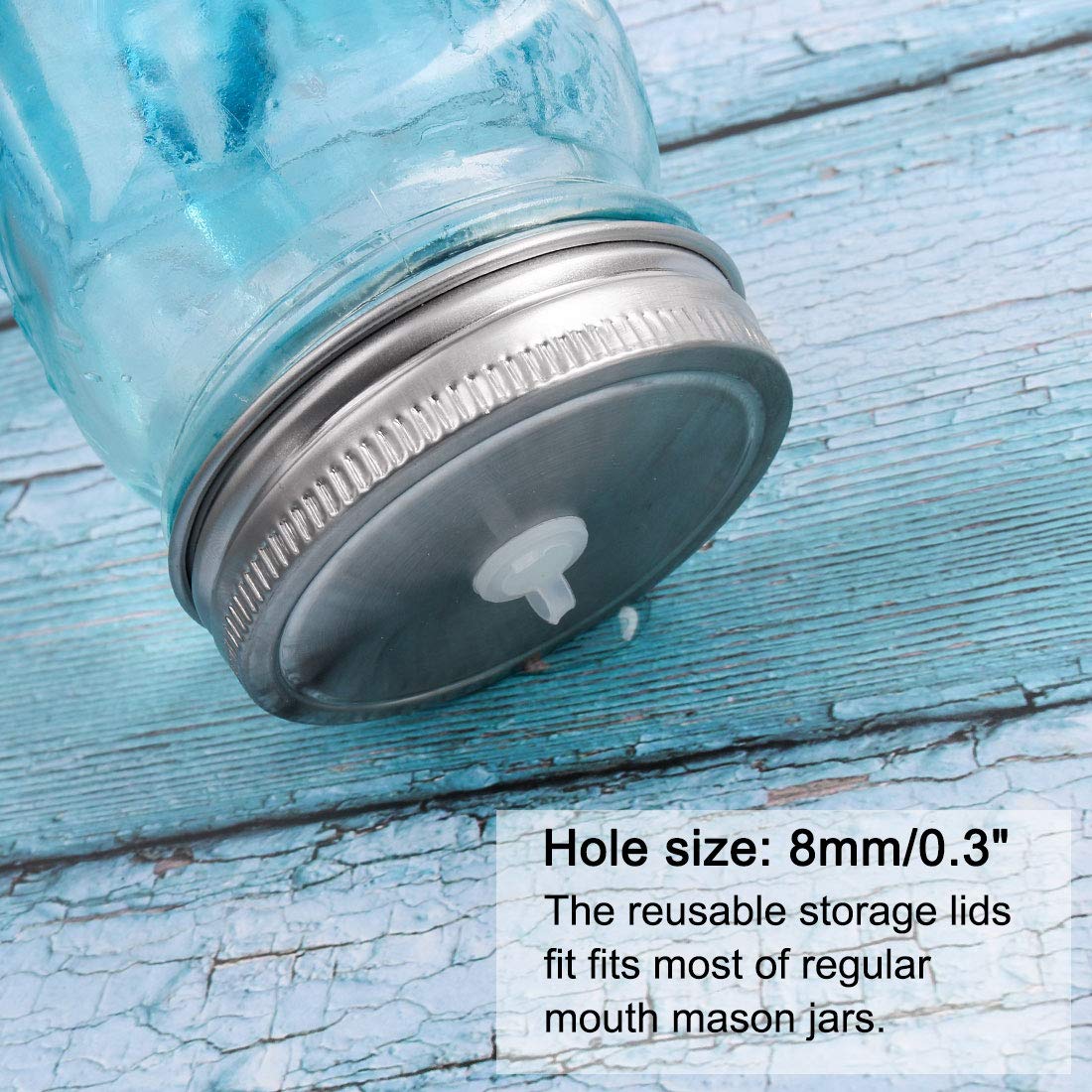Stainless Steel Mason Jar Lids with Straw Hole - 6 Pack Regular Mouth Canning Lids for Drinking, Food Storage & Meal Prep - Perfect for Iced Coffee, Smoothies, Juice & DIY Mason Jar Crafts