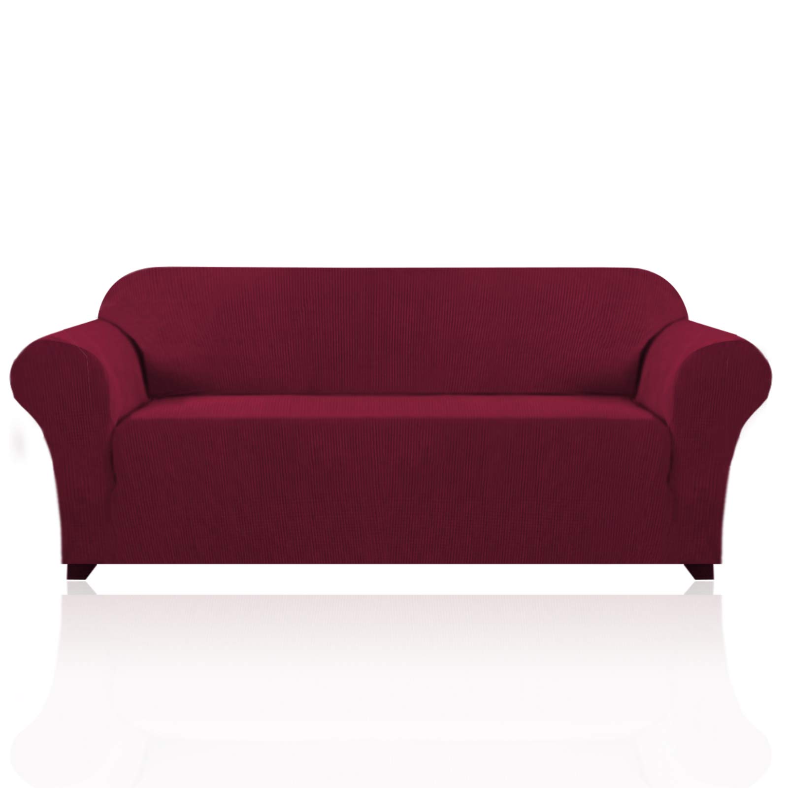 PrinceDeco 3-Cushion Couch Cover – Extra Large Pet-Friendly Sofa Slipcover, Washable Furniture Protector for Oversized Couches (Fitted Design Stays in Place) – Perfect for Living Rooms, Family Rooms & Pet-Friendly Homes (XL Size, Burgundy Red)