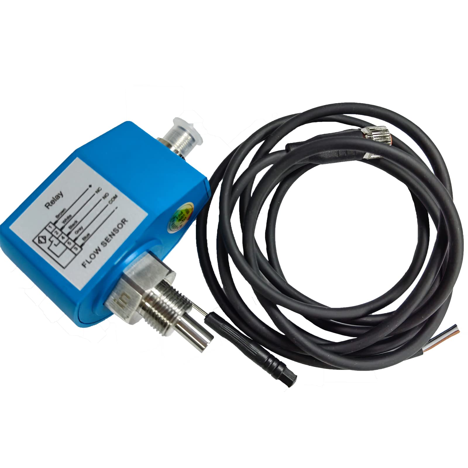 Electronic Flow Switch Thermal Flow Sensor - G1/2 Water Flow Meter for Gas & Liquid Measurement with M12 Connector | Ideal for HVAC, Industrial Automation & Water Treatment Systems