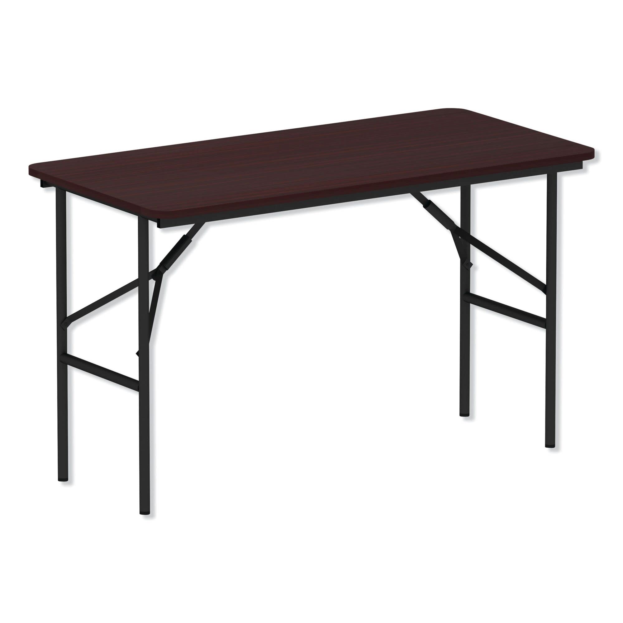 Alera FT724824MY Walnut Wood Folding Table 48x24x29 Inches - Rectangular Folding Desk for Home Office, Dining, Crafting & Events