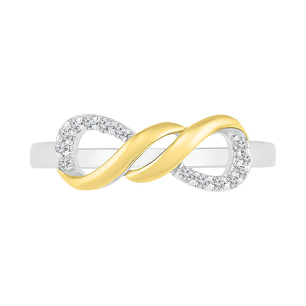 DGOLD Sterling Silver & 10kt Yellow Gold White Round Diamond Infinity Ring (0.10 CTTW) - Elegant Promise Ring for Anniversaries, Engagements & Special Occasions