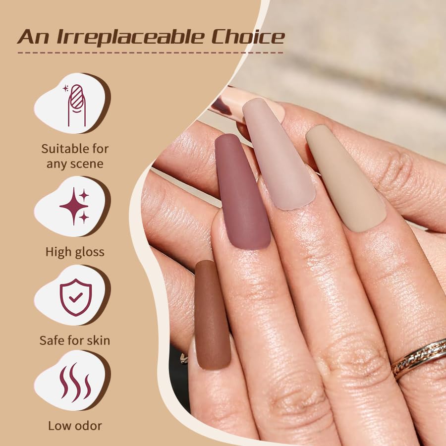 JR 9pc 15ml Gel Nail Polish Set - Earth Tones for Salon & Home DIY