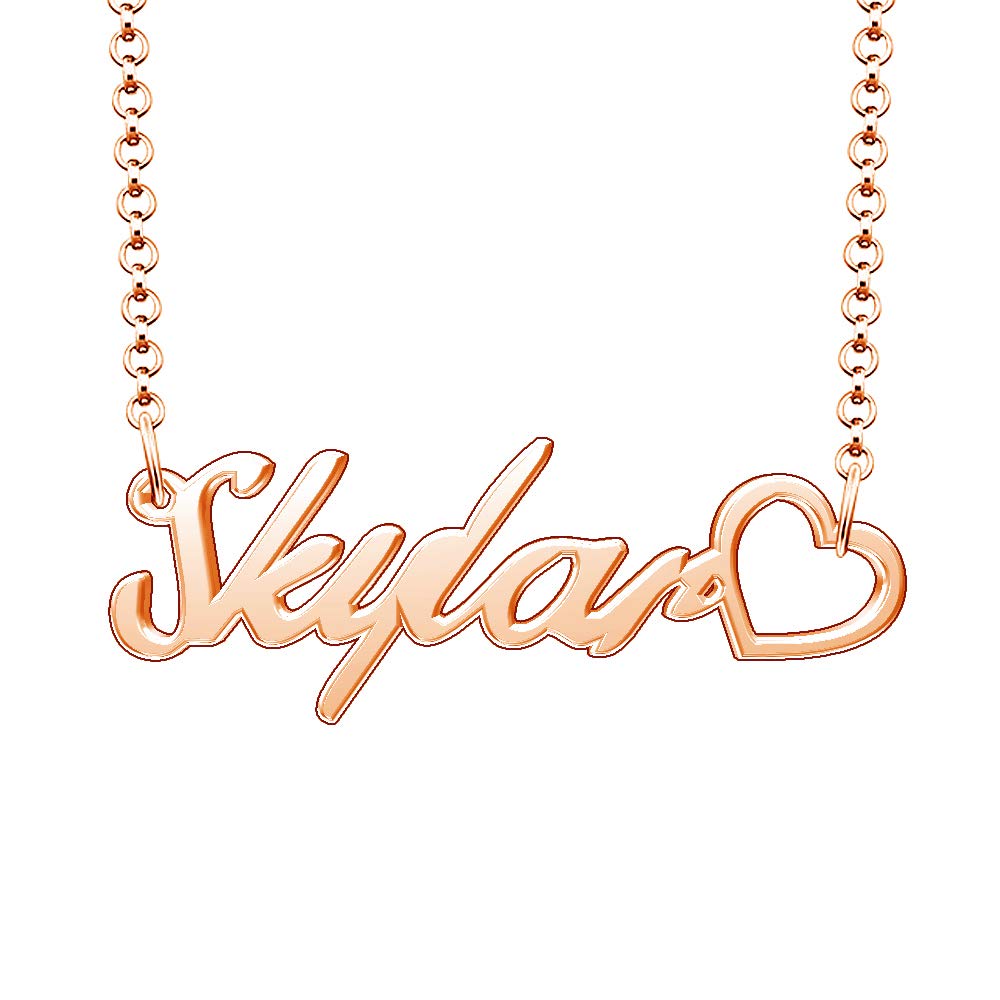 Personalized Rose Gold Plated Heart Pendant Necklace with Custom Name - Perfect Gift for Anniversary, Valentine's Day & Mother's Day Jewelry