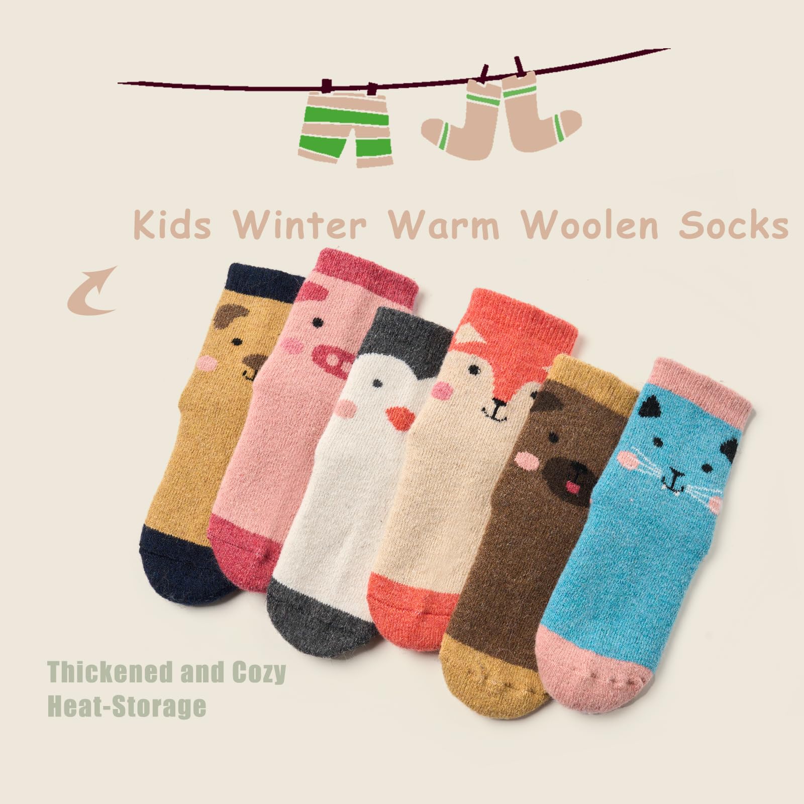 Boys' Wool Winter Socks - 6 Pack Thick Thermal Crew Socks for Kids | Warm & Cozy Cold Weather Socks for School, Outdoor Play & Snow Activities