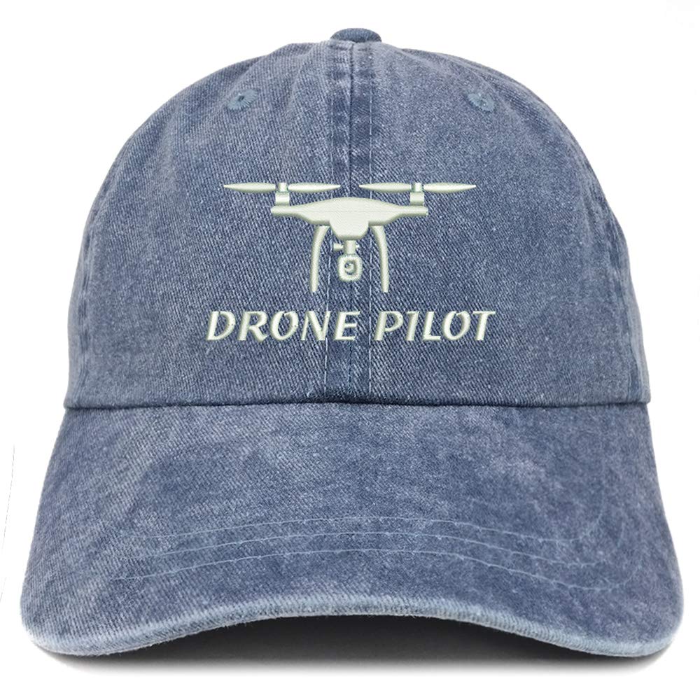 Trendy Drone Pilot Embroidered Cotton Adjustable Washed Cap - Unisex Baseball Hat for Outdoor Flying, Photography & Casual Wear