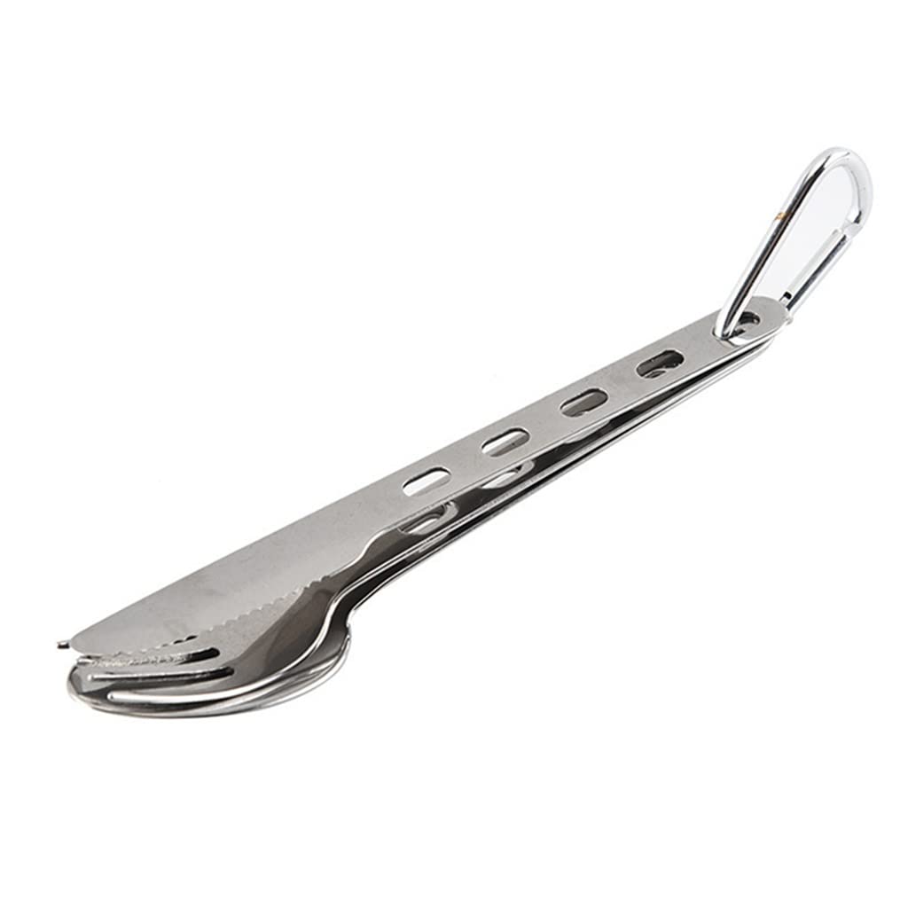 SHZBCDN 3-Piece Titanium Cutlery Set - Ultra Lightweight Knife, Fork & Spoon for Home, Travel, Camping & Picnic - Durable Silverware for Outdoor Adventures & Everyday Use (Silver, 3pcs)