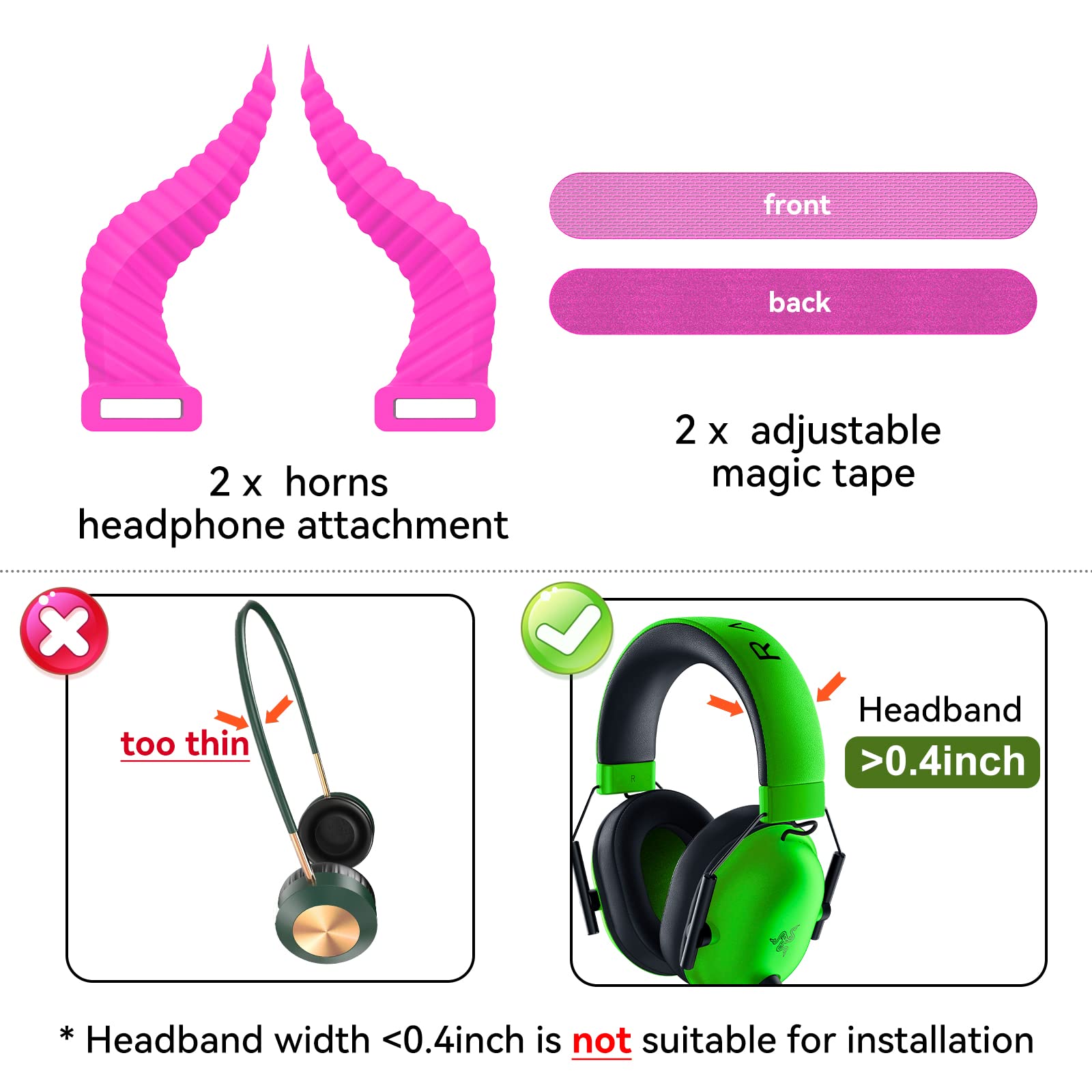 TOLUOHU Cool Horns Headphone Attachment - Adjustable Cosplay Gaming Headset Props for E-Sports Gamers & Streamers (Glow Rose Red) | Compatible with All Over-Ear Headphones | Perfect for Gaming Tournaments, Live Streaming & Cosplay Events