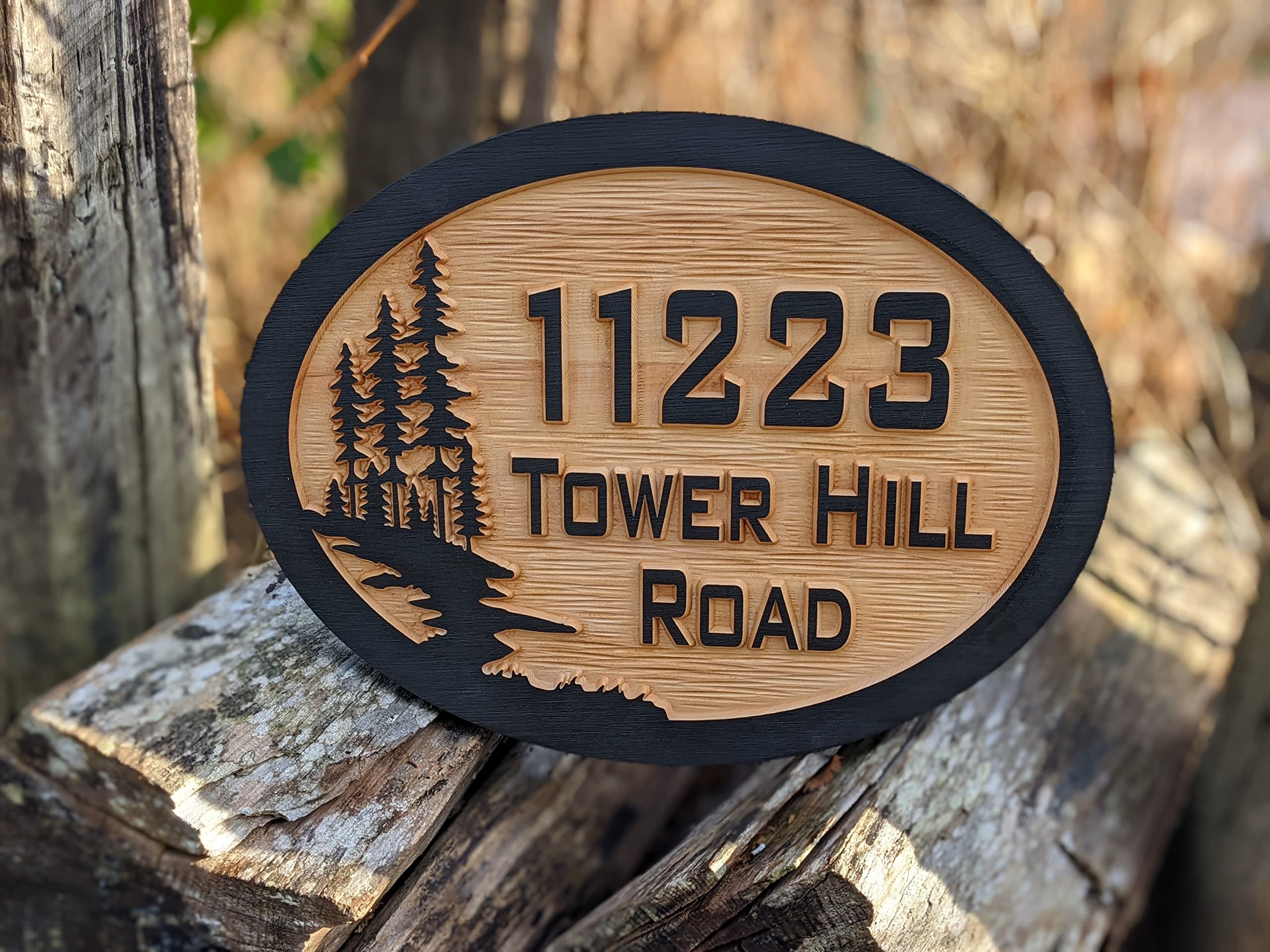 Personalized Oak Tree Wooden Address Plaque - 17