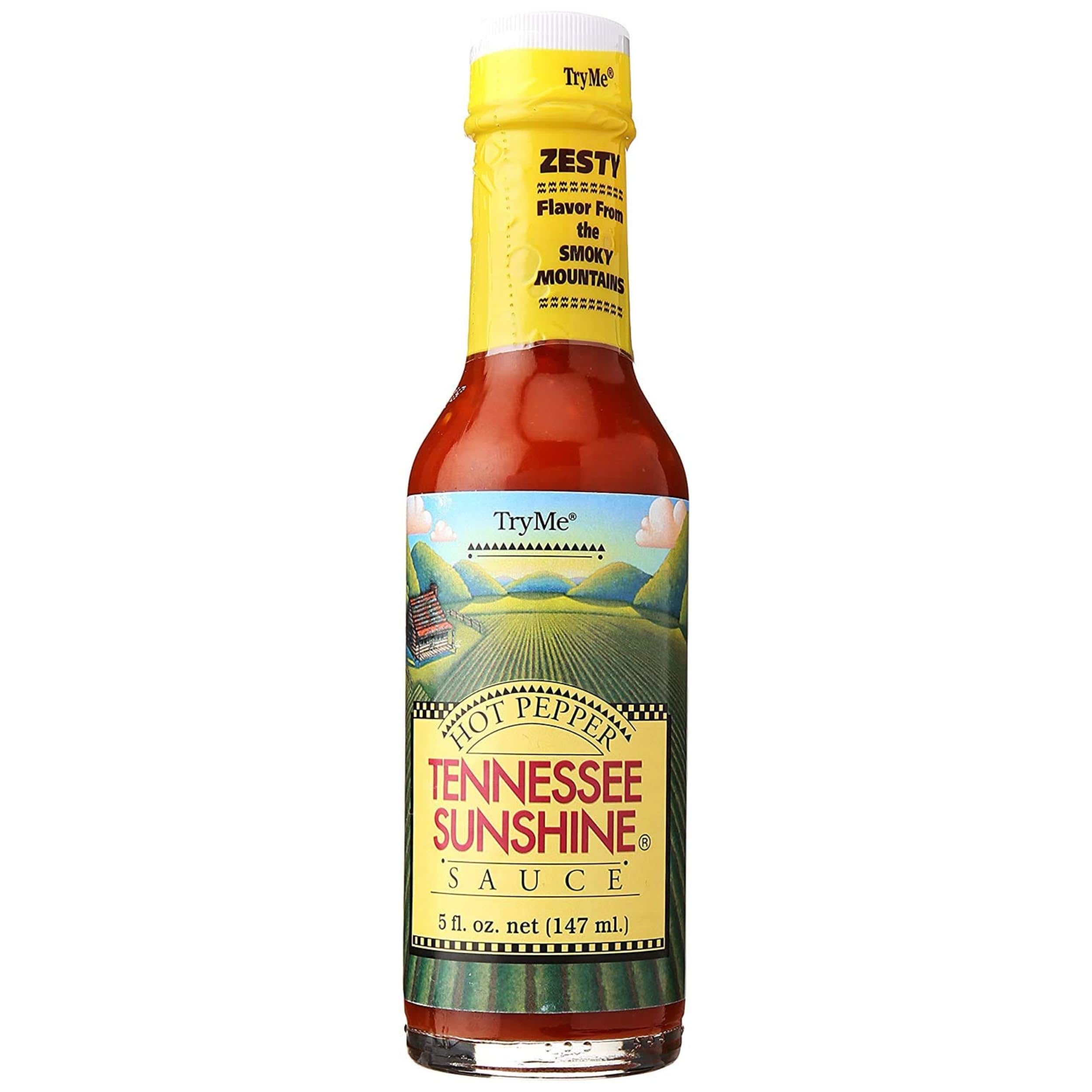 Try Me Tennessee Sunshine Hot Pepper Sauce - 5oz Bottle, Medium Heat, Gluten-Free & Vegan - Perfect for Wings, Tacos, Burgers & BBQ
