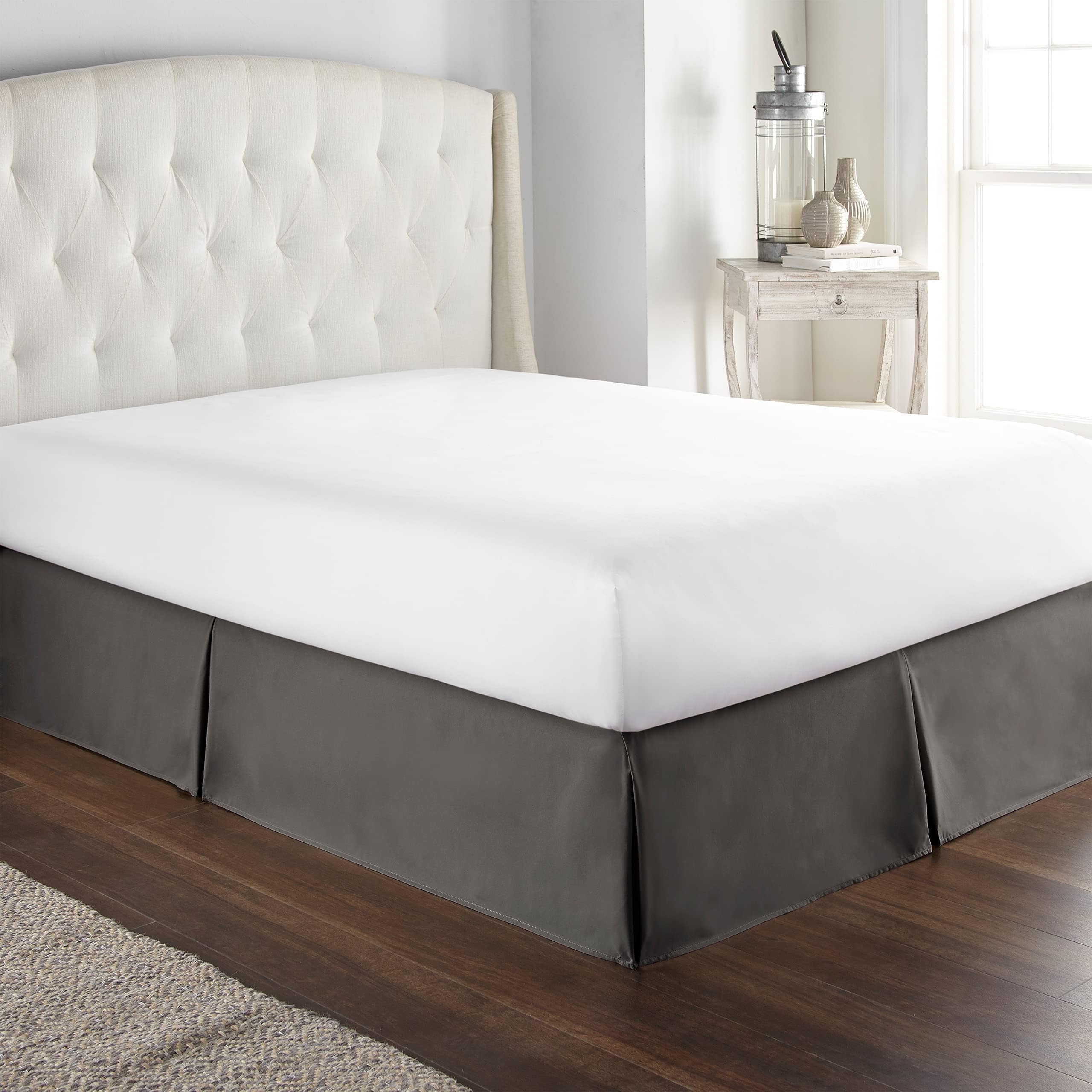 HC Collection Twin Bed Skirt - Soft Microfiber Box Spring Cover with 14 Inch Drop, Wrinkle & Fade Resistant, Gray | Perfect for Guest Rooms, Dorms & Bedroom Decor